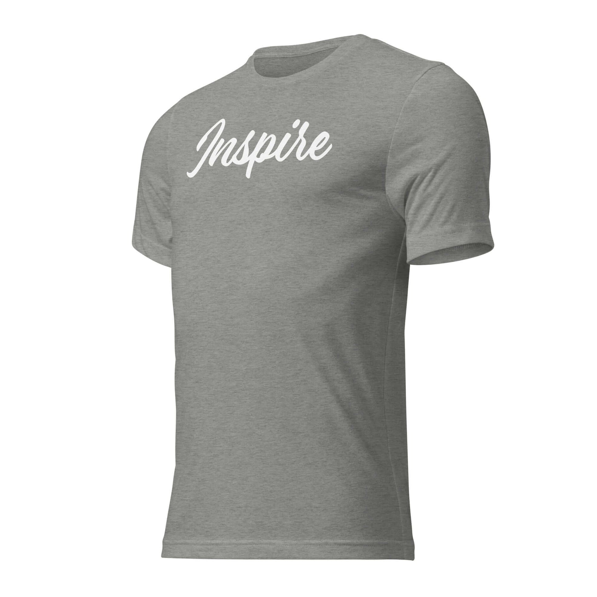 Women's Inspire Script T-Shirt in gray, featuring the word 'Inspire' elegantly displayed.