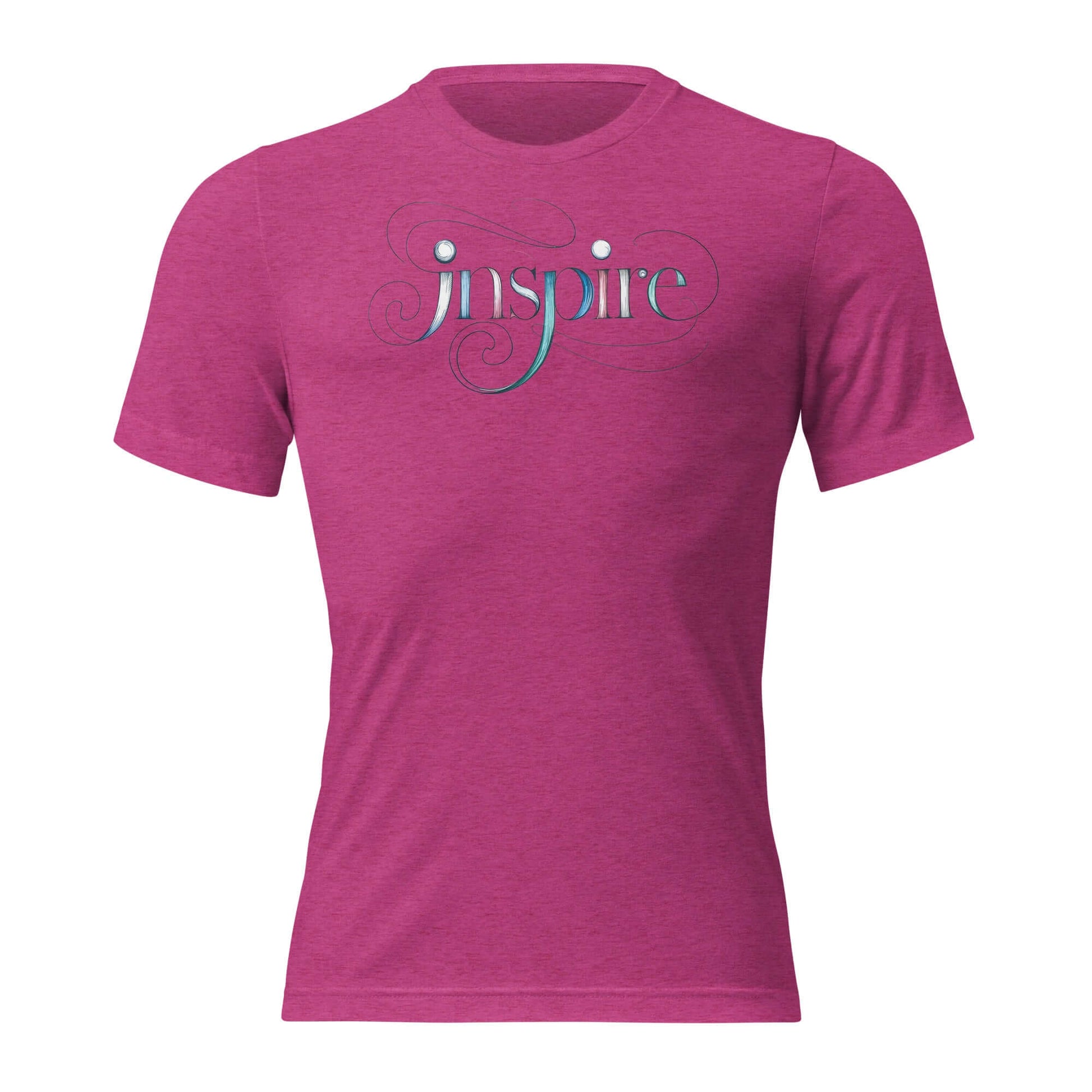 Inspire Sketch Women's Short Sleeve T-Shirt in vibrant pink with elegant word art design. Perfect for showcasing creativity.