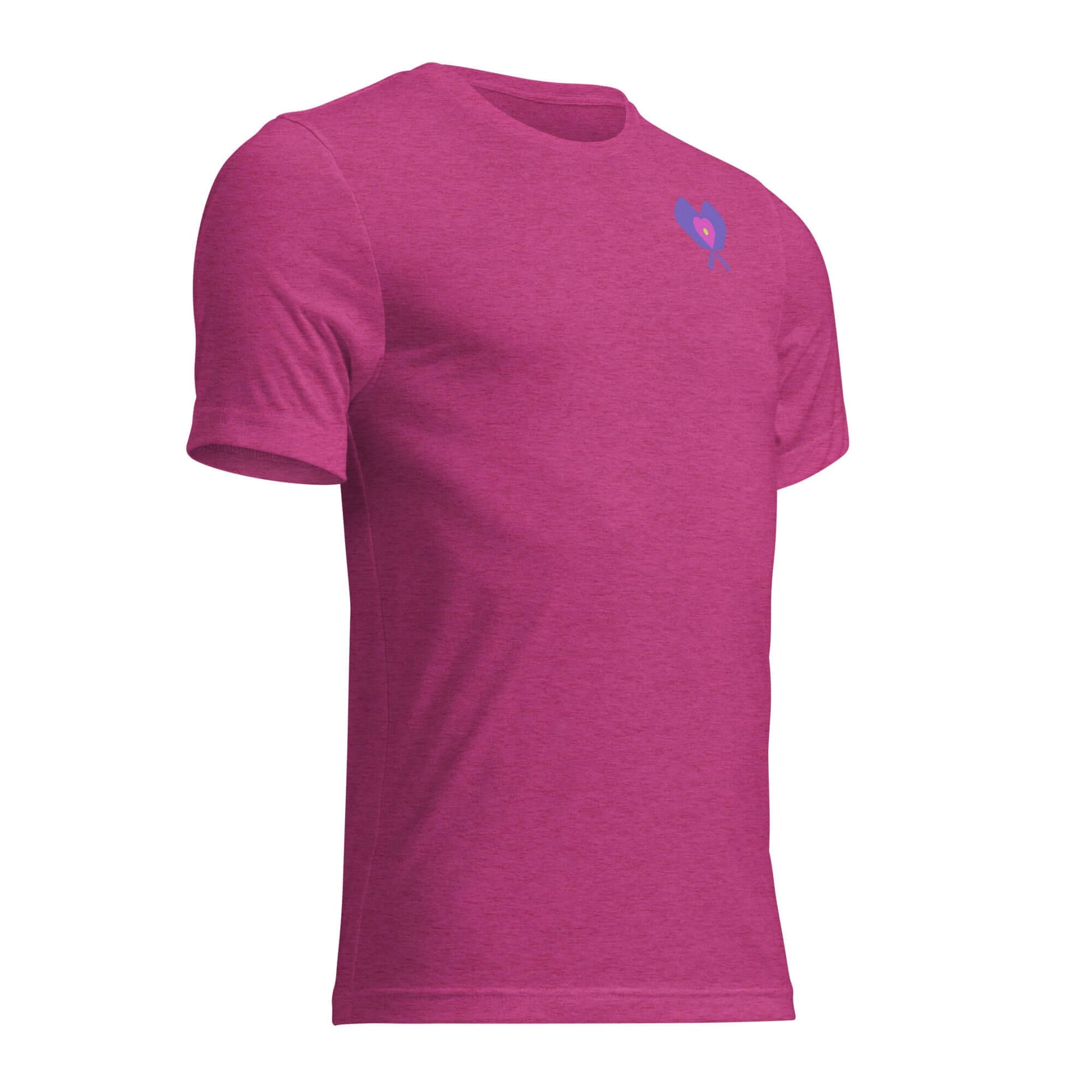 Women's LOVE Pickleball short sleeve shirt in vibrant magenta, featuring a heart design for sporty style and comfort.