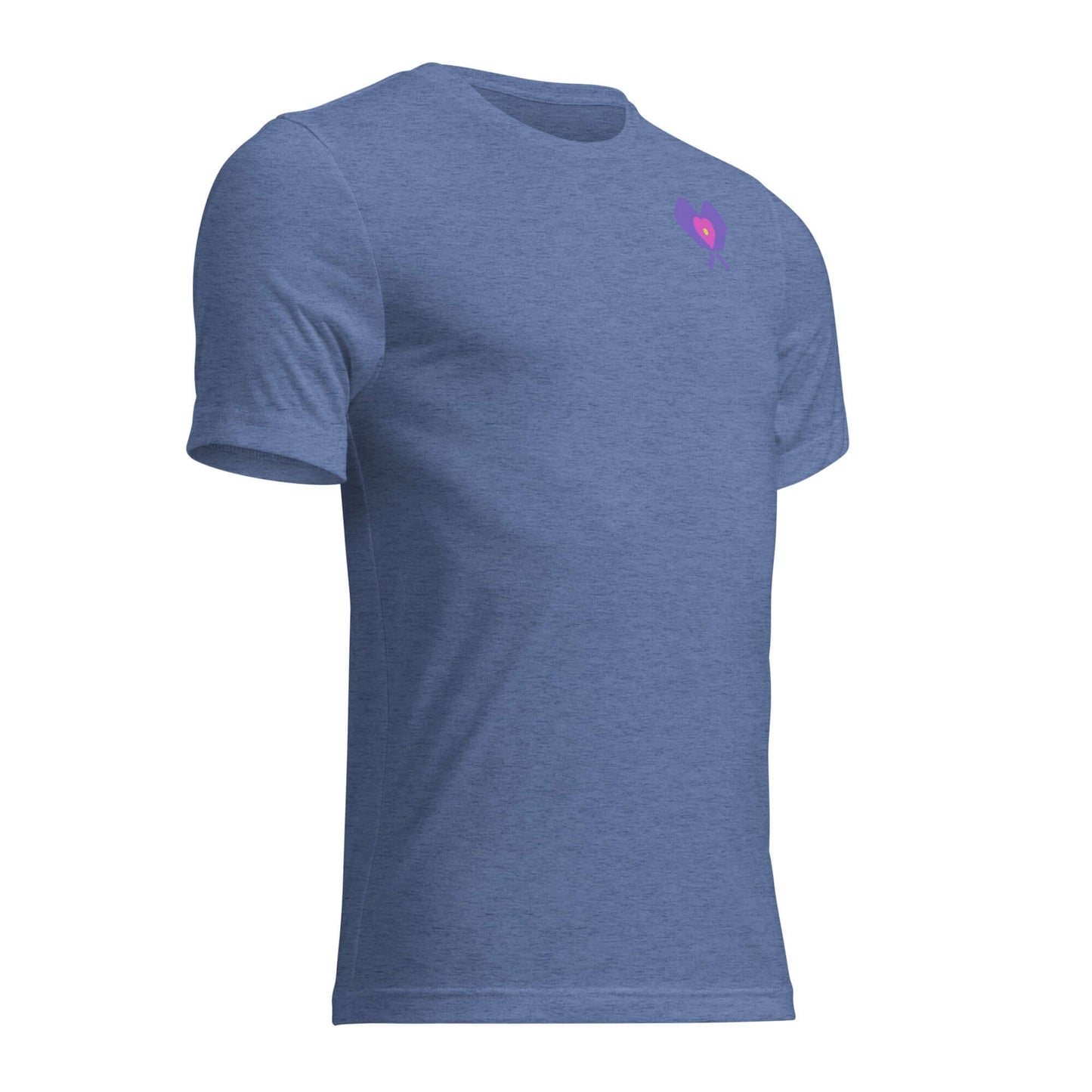 Women's LOVE Pickleball short sleeve shirt in blue with pink heart logo, perfect for casual wear and sports.