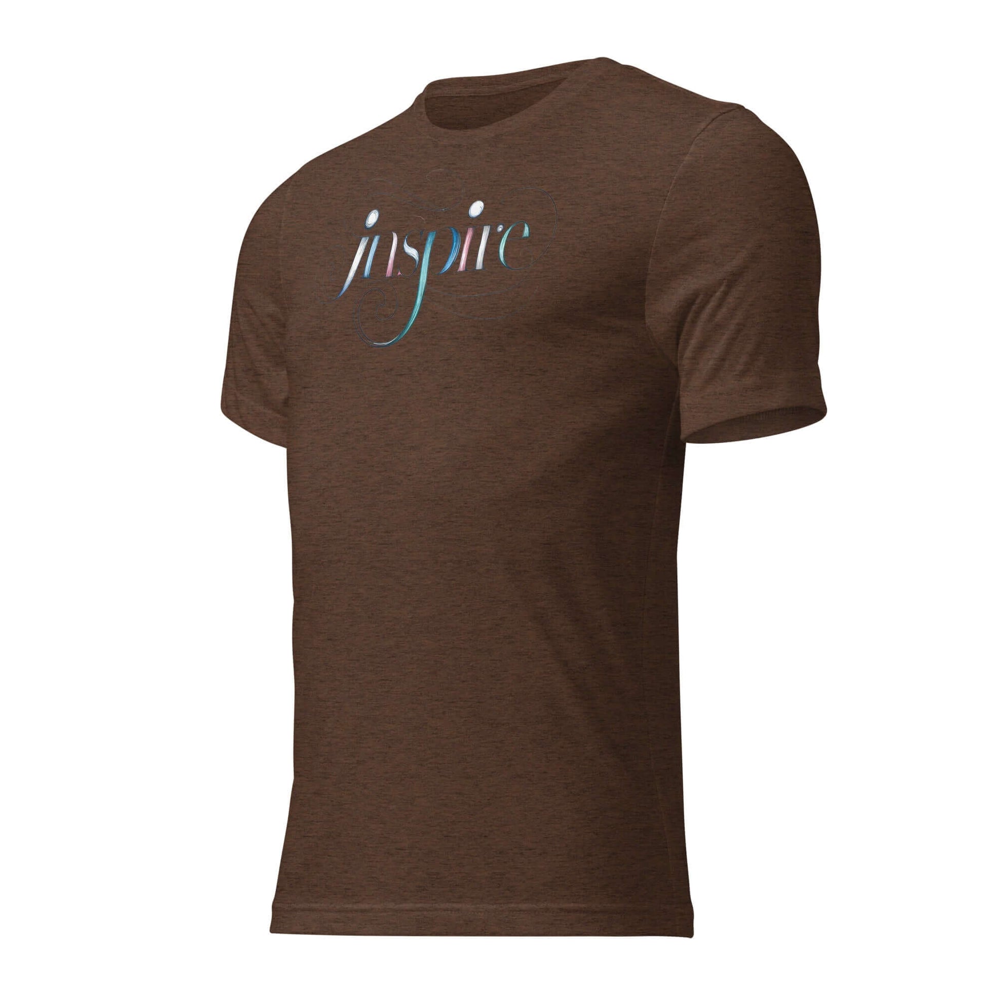 Inspire Sketch Women's Short Sleeve T-Shirt in brown with elegant "Inspire" word art design on the front.