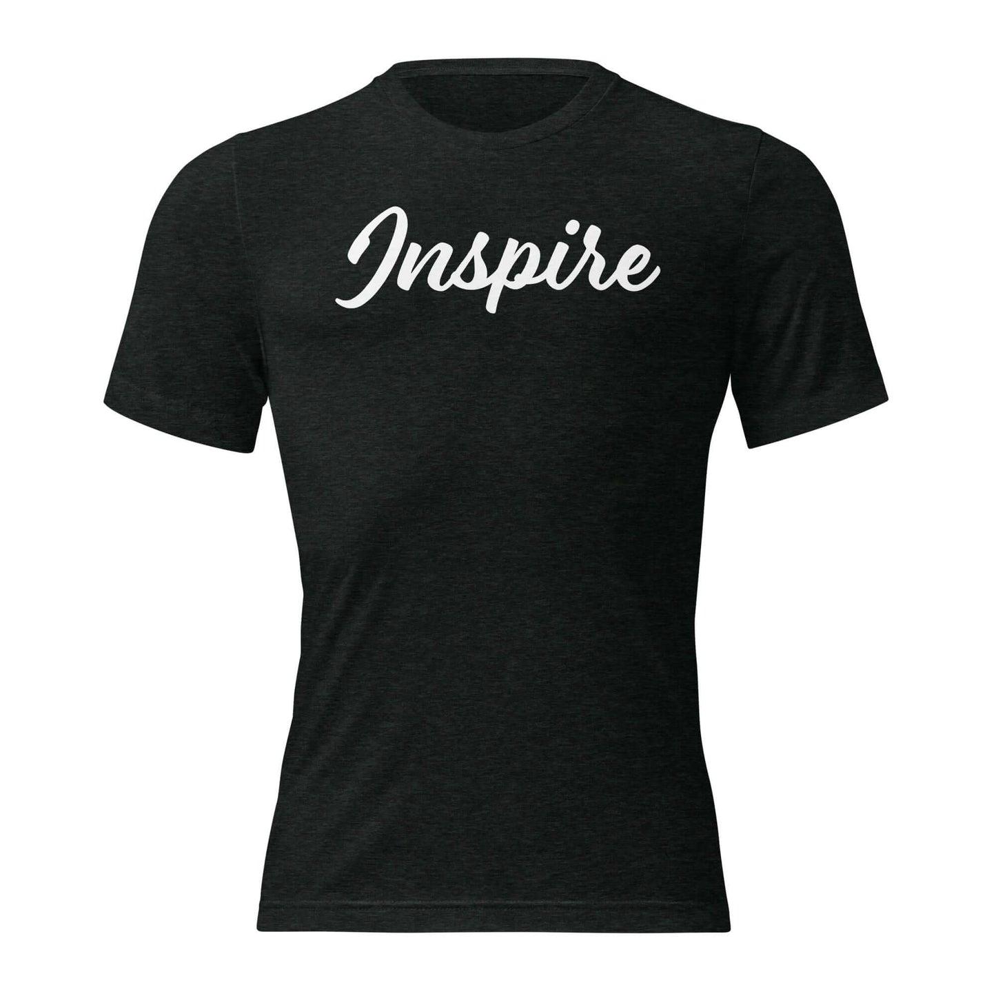 Women's black 'Inspire' script T-Shirt, promoting positivity and inner motivation.