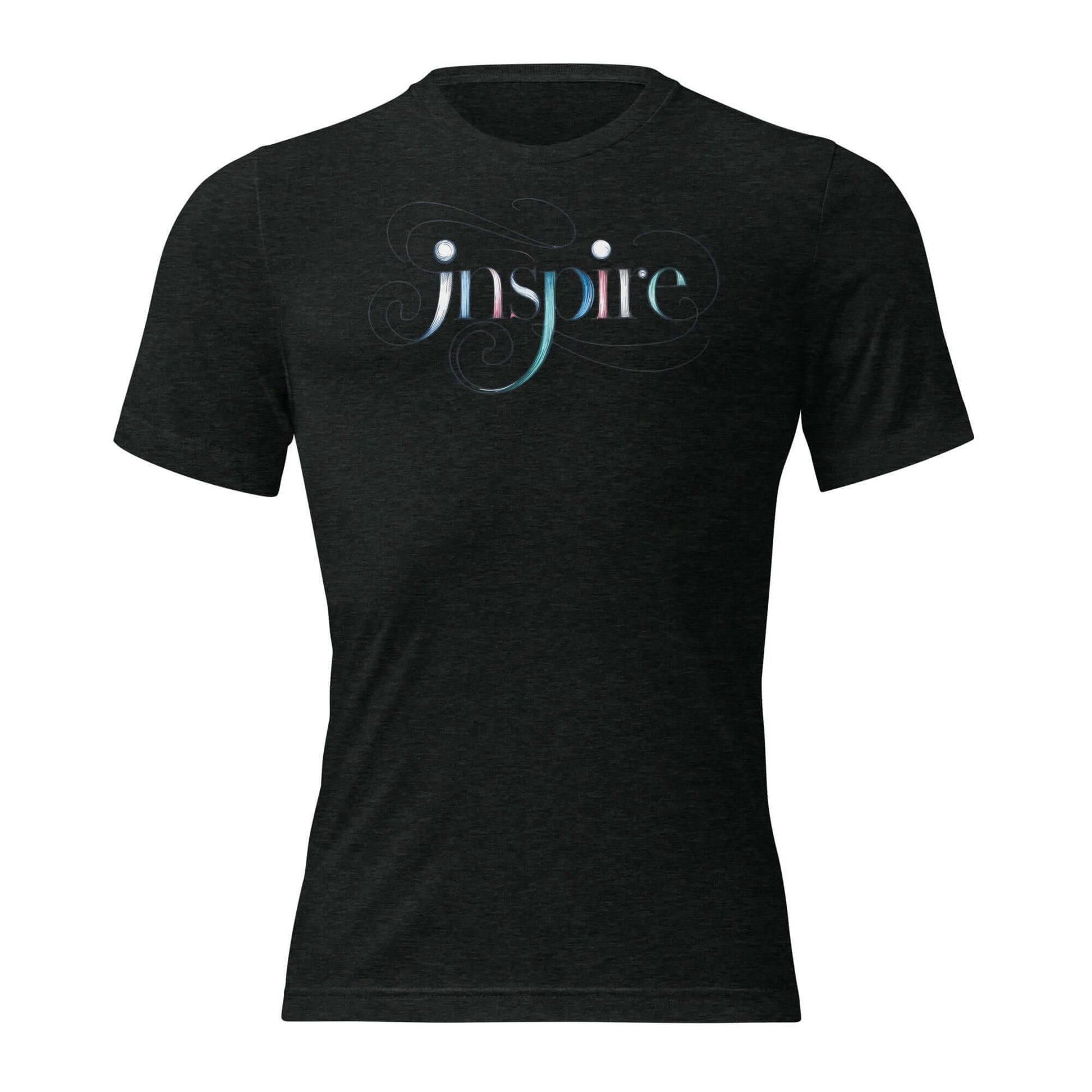 Inspire Sketch Women's Short Sleeve T-Shirt with elegant word art design on a black background.