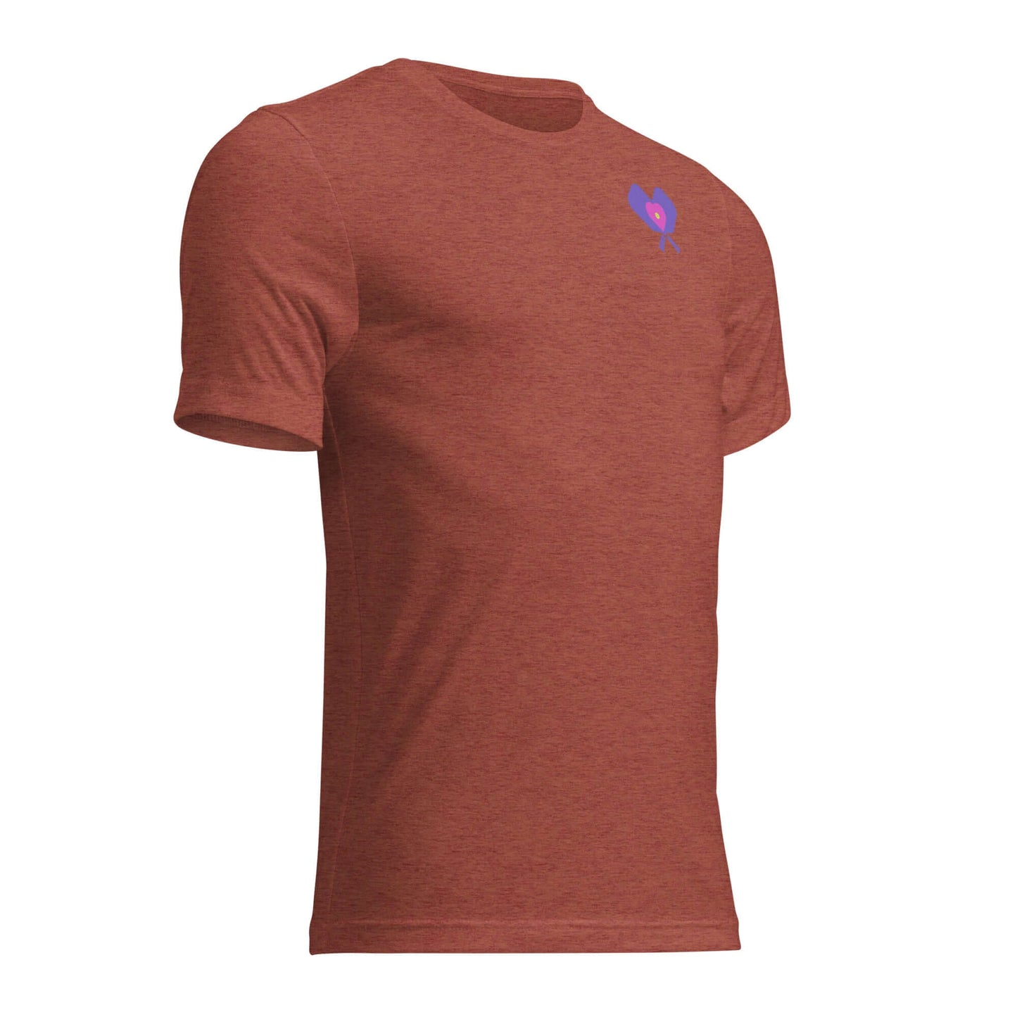 Women’s LOVE Pickleball Short Sleeve Shirt in rust color with stylish heart logo, perfect for sports and casual wear.