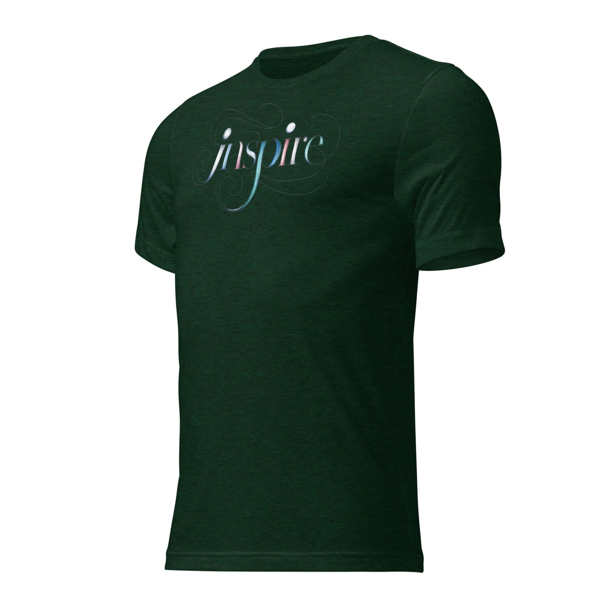 Inspire Sketch Women's Short Sleeve T-Shirt in dark green featuring elegant word art design "Inspire" on the front.