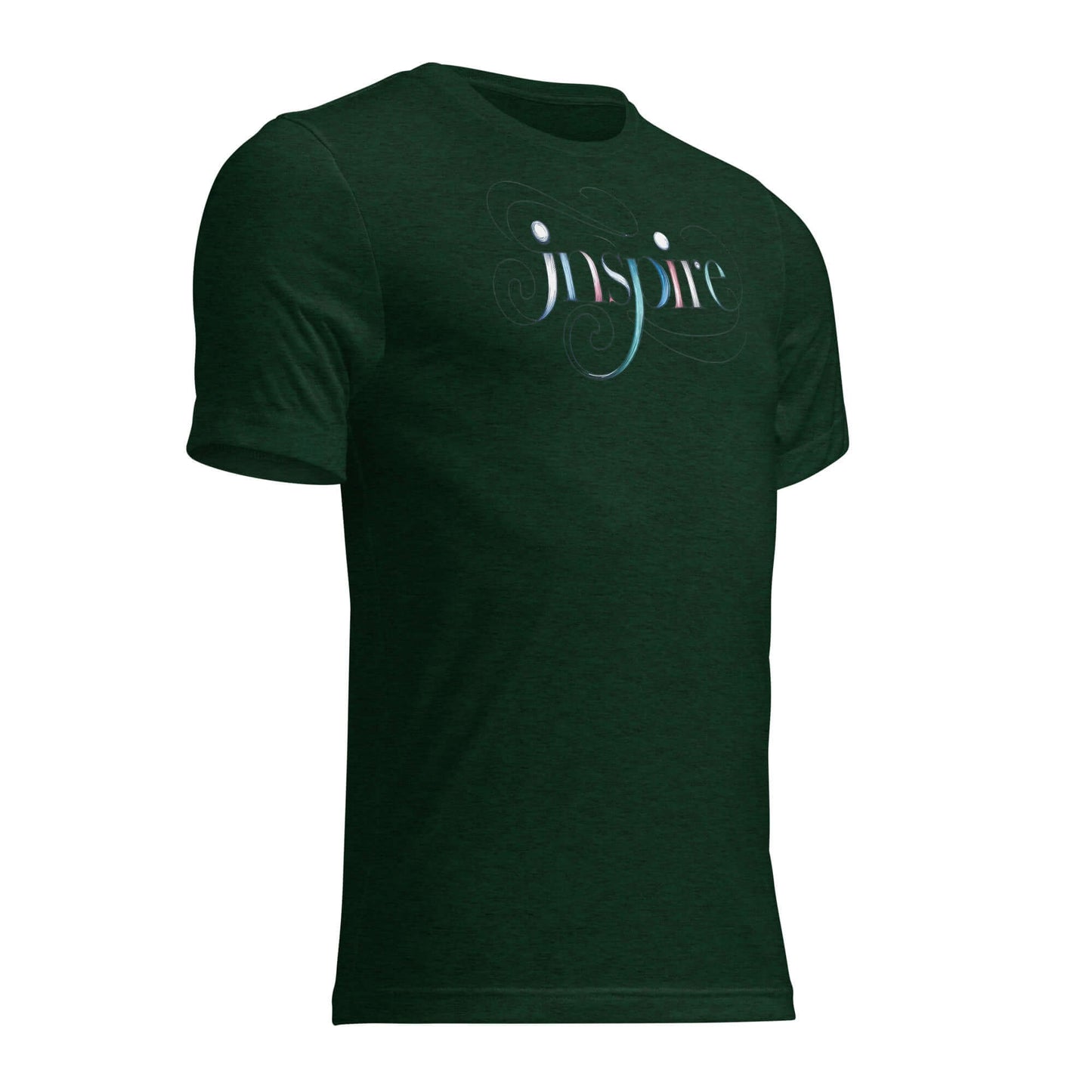 Inspire Sketch Women's Short Sleeve T-Shirt in dark green with elegant word art design showcasing "Inspire."