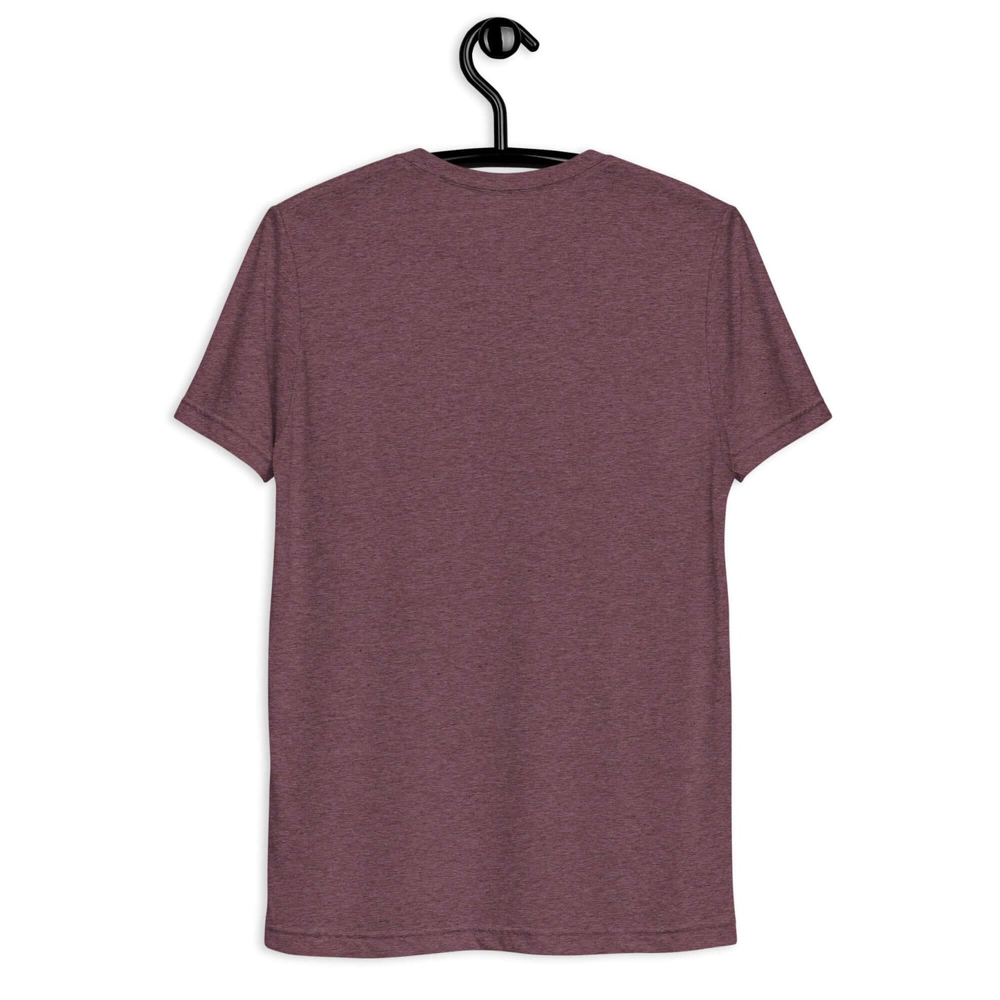 Back view of Women's LOVE Pickleball Short Sleeve Shirt on a hanger in a rich maroon color.