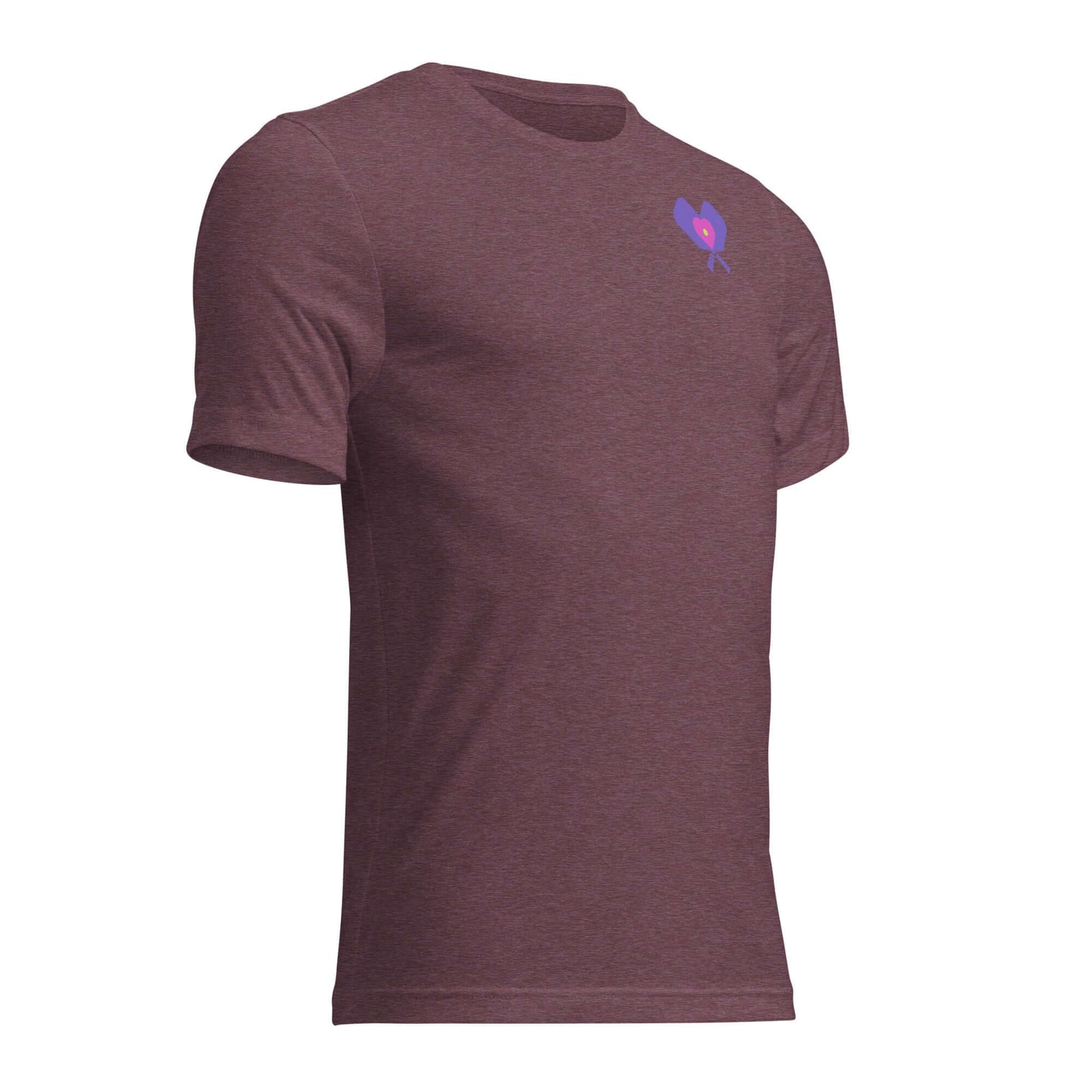 Women’s LOVE Pickleball Short Sleeve Shirt in maroon with a heart graphic, ideal for players and fans.