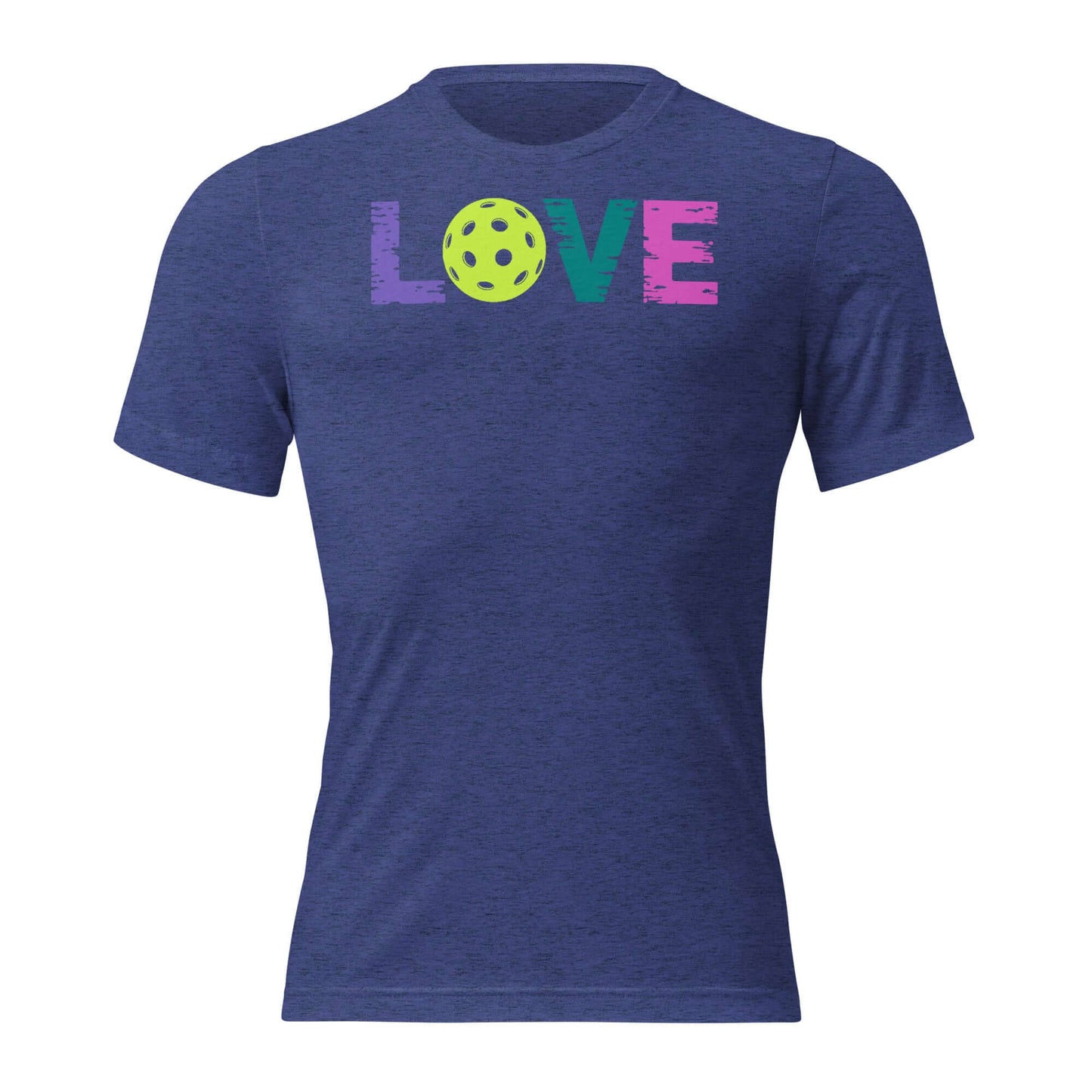 Women’s LOVE Pickleball Short Sleeve Shirt with colorful LOVE text and pickleball graphic, perfect for sporty style.