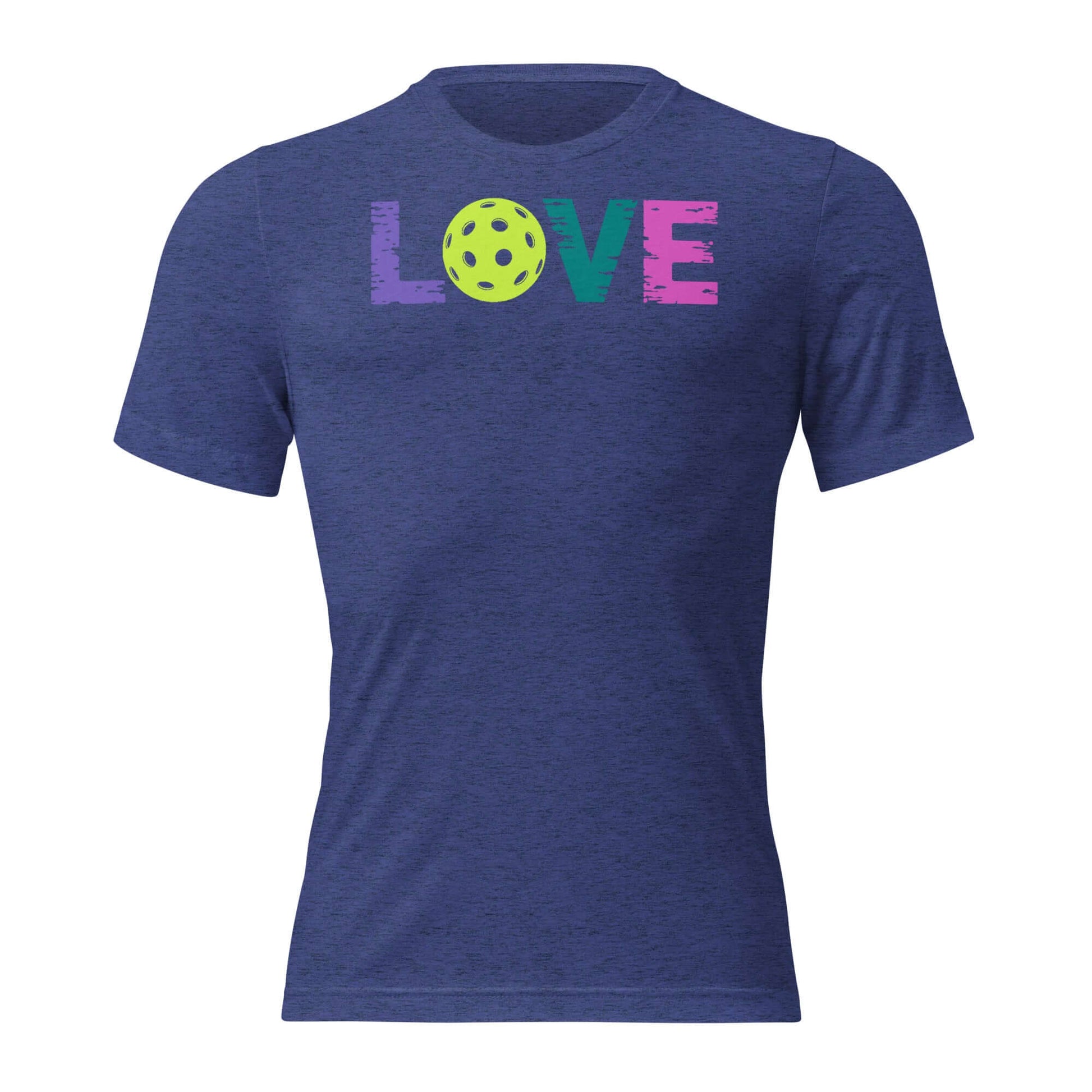 Women’s LOVE Pickleball Short Sleeve Shirt with colorful LOVE text and pickleball graphic, perfect for sporty style.