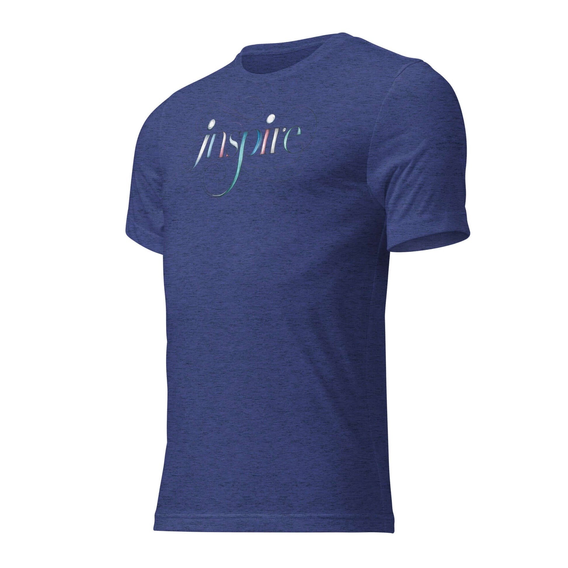 Inspire Sketch Women's Short Sleeve T-Shirt in navy blue with elegant word art design. Perfect for showcasing creativity and style.