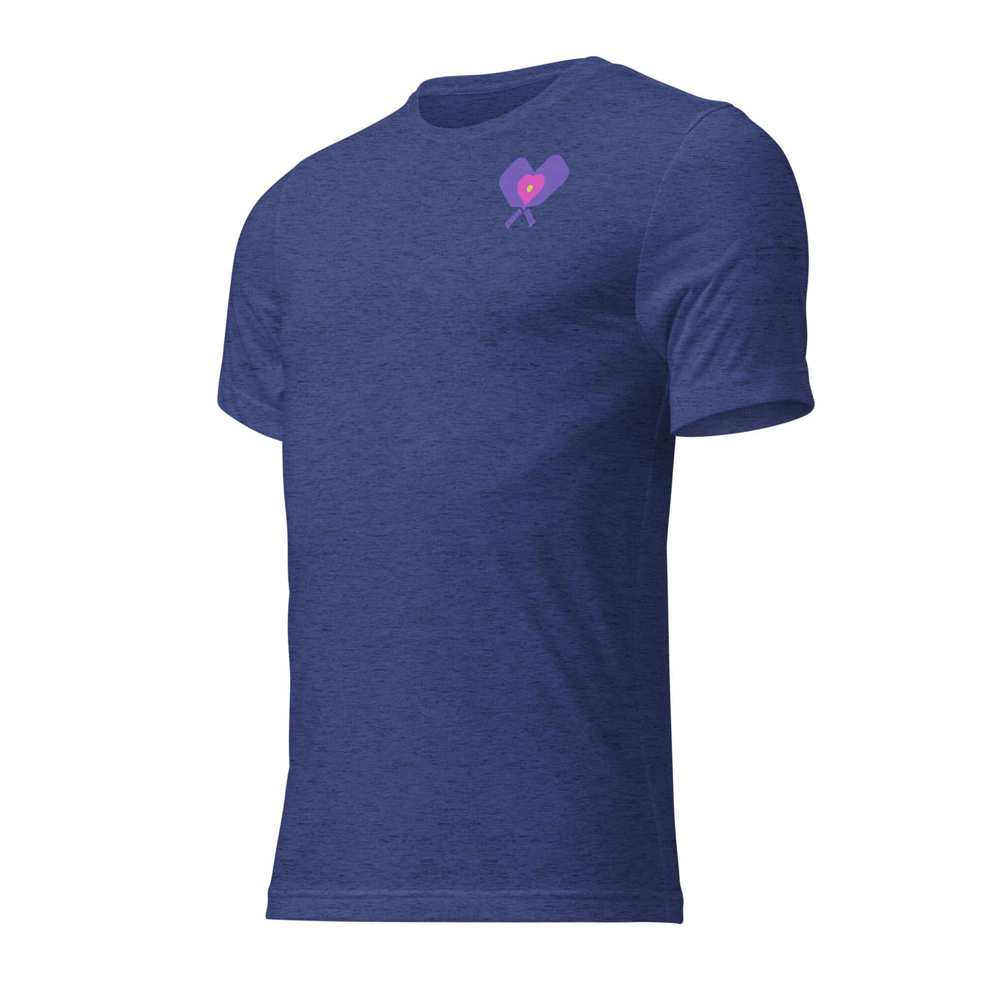 Women’s LOVE Pickleball Short Sleeve Shirt in blue with heart design, perfect for stylish players and fans.