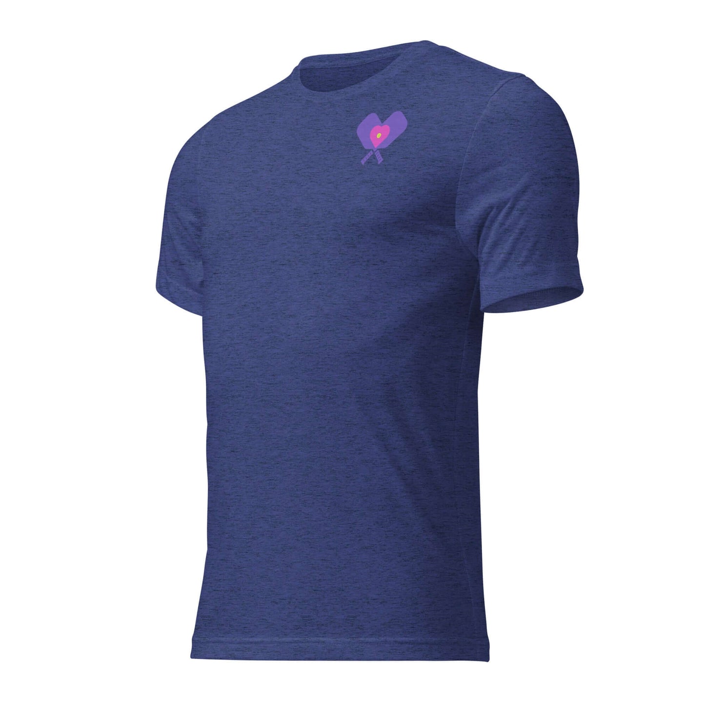 Women’s LOVE Pickleball Short Sleeve Shirt in navy, featuring a heart and paddle design for sporty style.