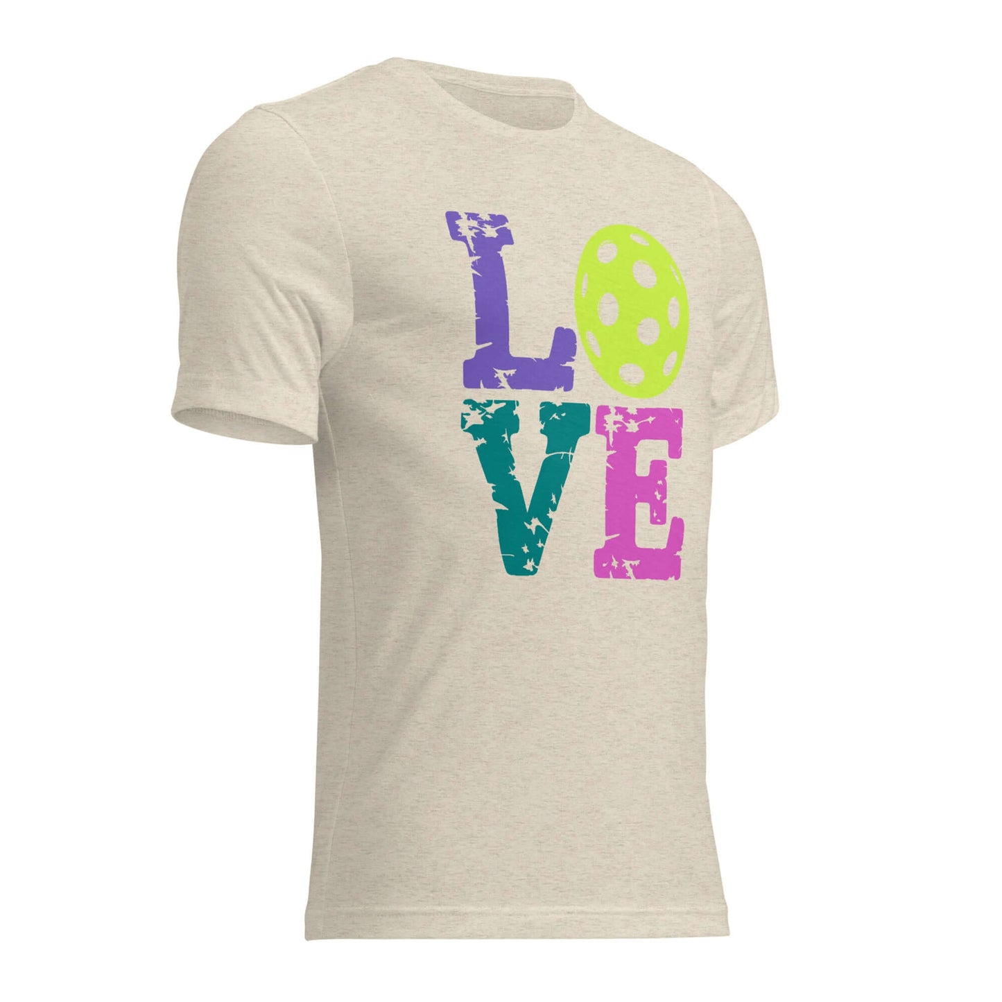 Women’s LOVE Pickleball Short Sleeve Shirt featuring vibrant graphics and a comfortable fit.