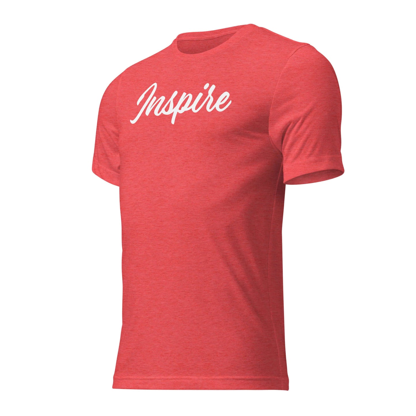 Women's Inspire Script T-Shirt in red, featuring the word 'Inspire' elegantly written in white.