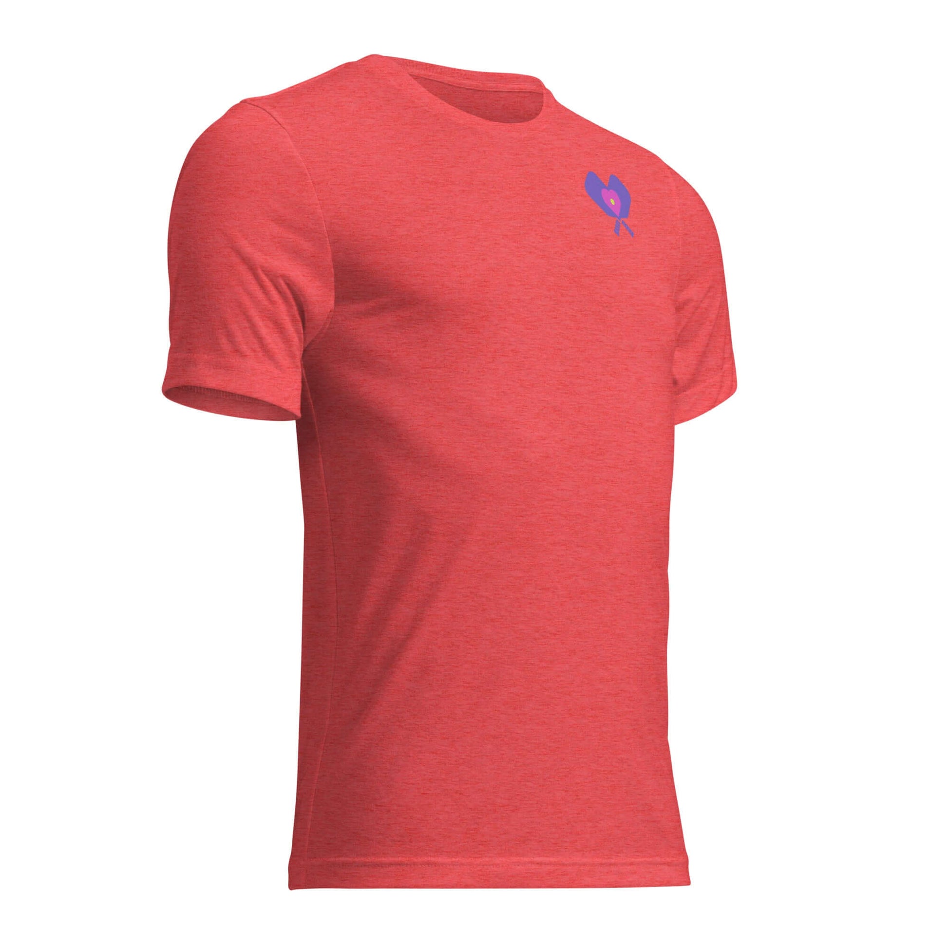 Women’s LOVE Pickleball Short Sleeve Shirt in red with playful logo, perfect for sporty style and comfort.