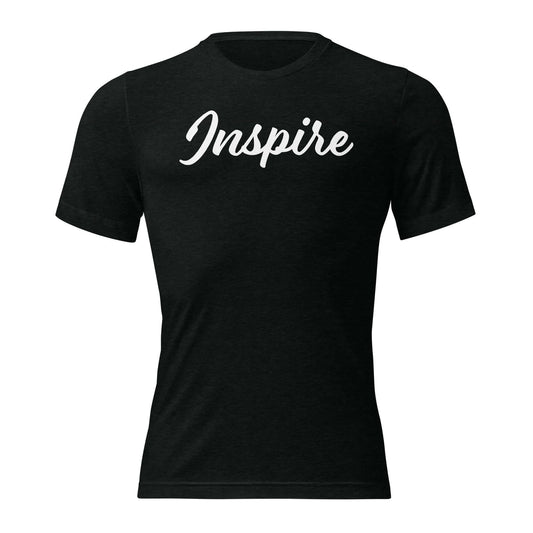 Women's Inspire Script T-Shirt in black with elegant white script lettering.