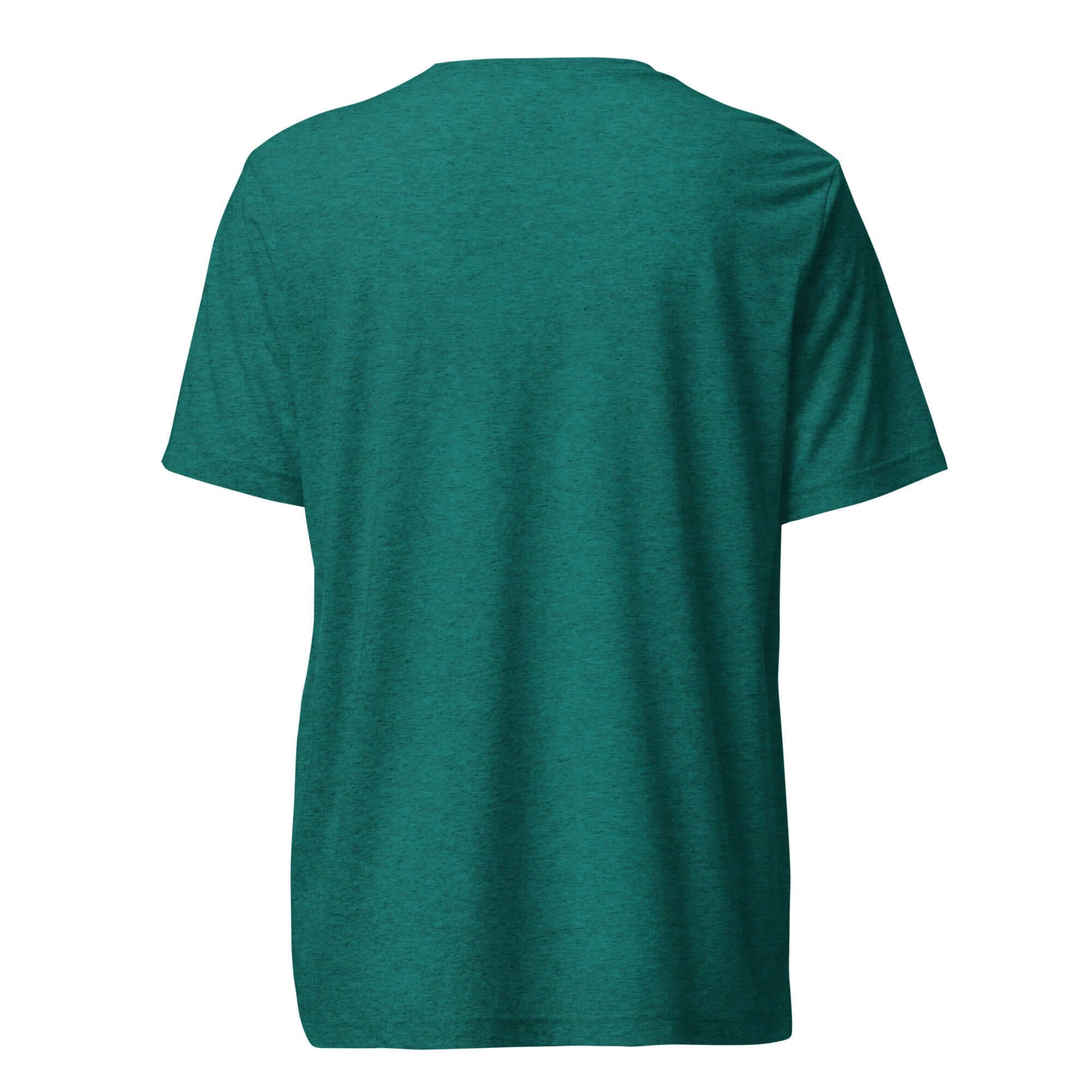 Back view of Women’s LOVE Pickleball Short Sleeve Shirt in vibrant teal color for sporty style and comfort.