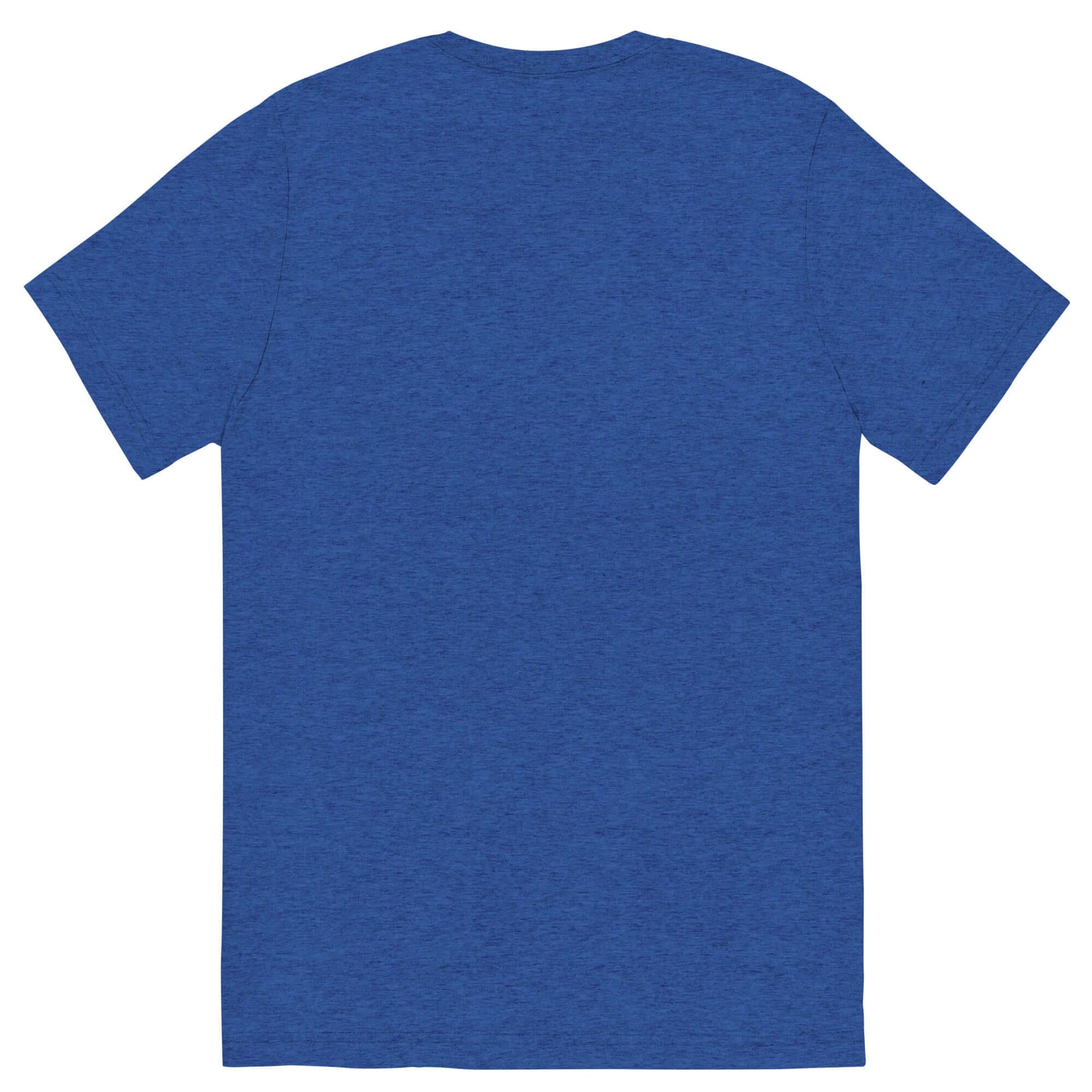 Back view of Women’s LOVE Pickleball Short Sleeve Shirt in premium blue tri-blend fabric.