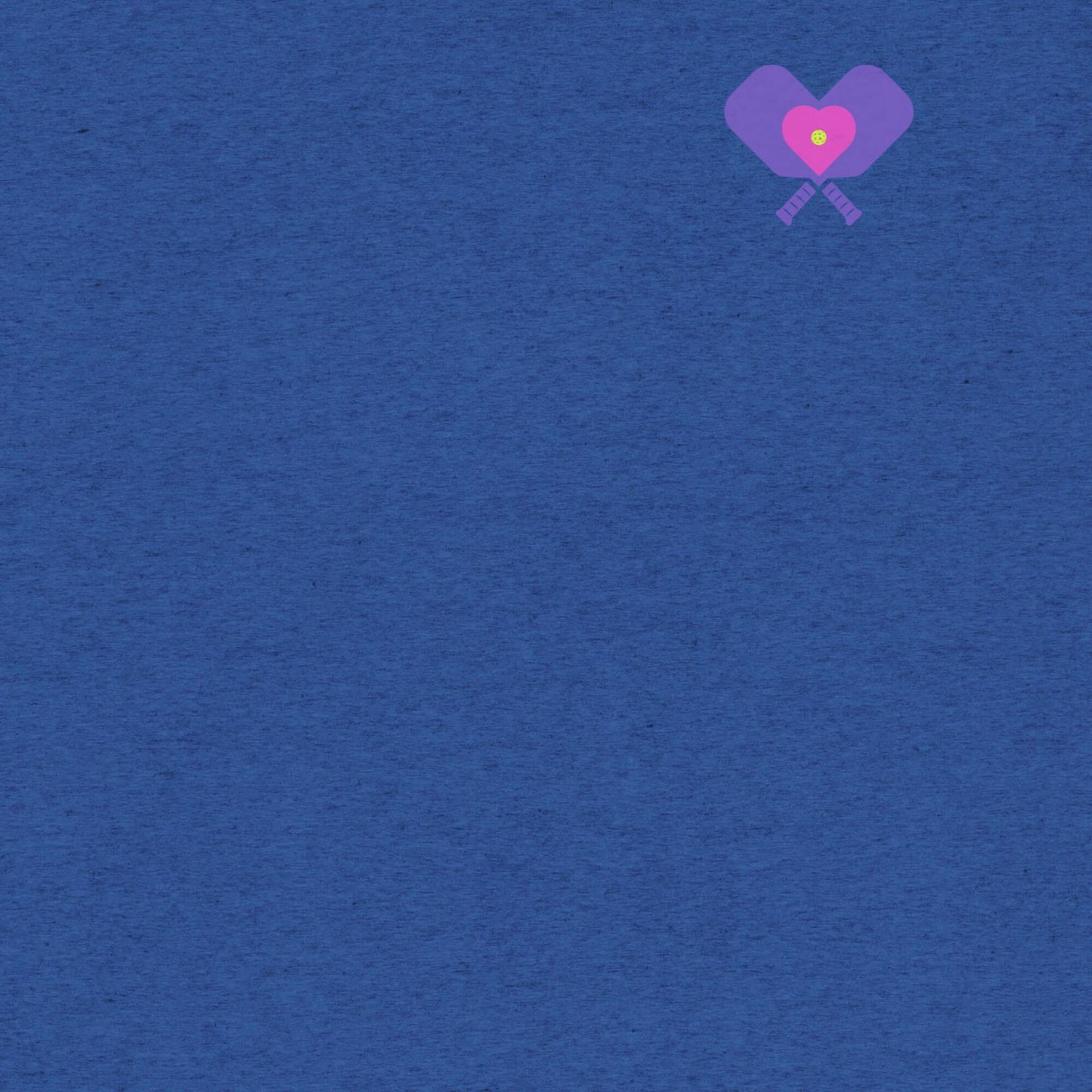 Blue background featuring a design with hearts and pickleball paddles, symbolizing love for the sport.