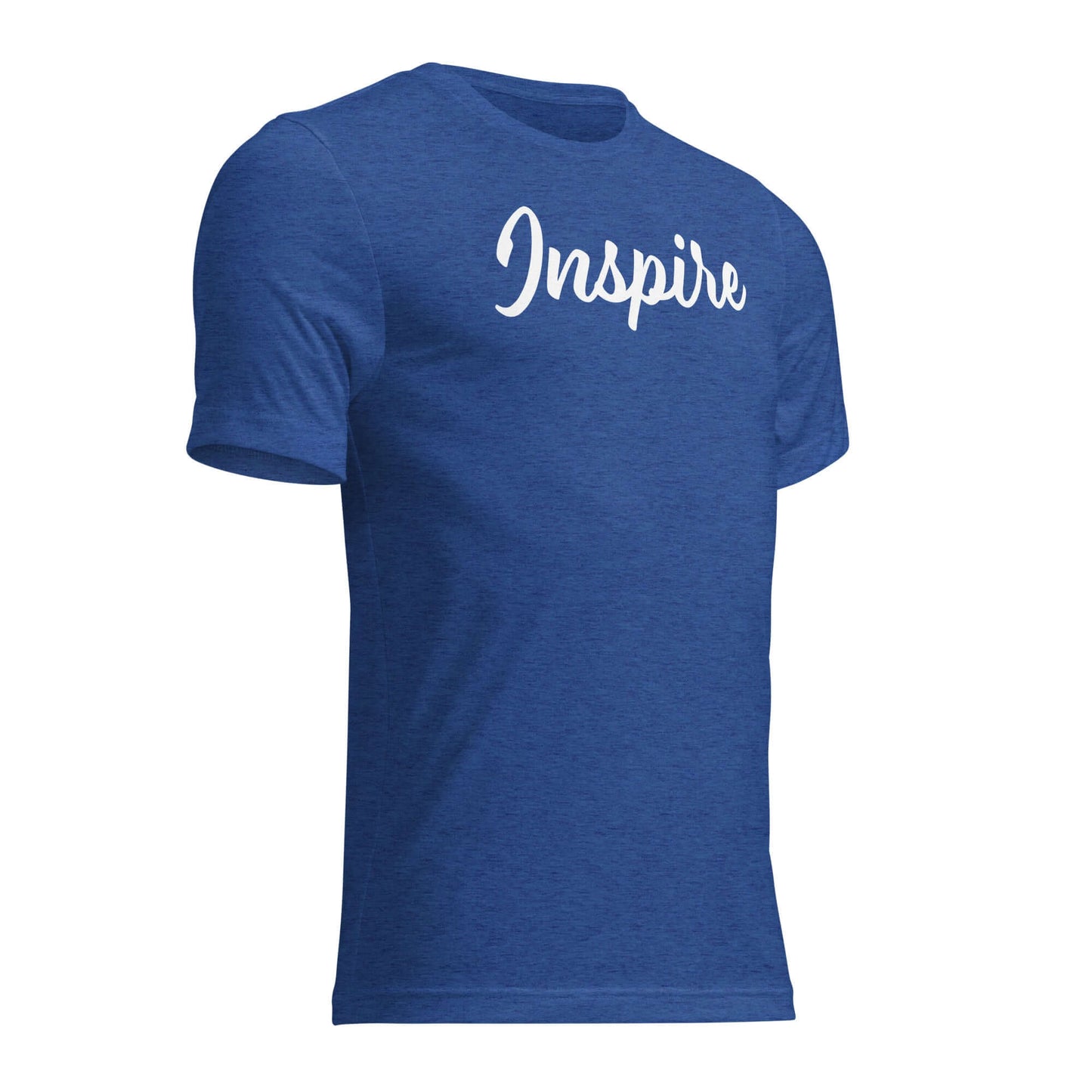 Women's Inspire Script T-Shirt in blue, featuring elegant script design for motivation and positivity.