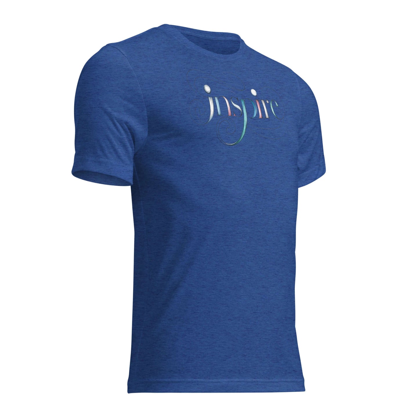 Women's Inspire Sketch Short Sleeve T-Shirt in vibrant blue with elegant "Inspire" word art design.