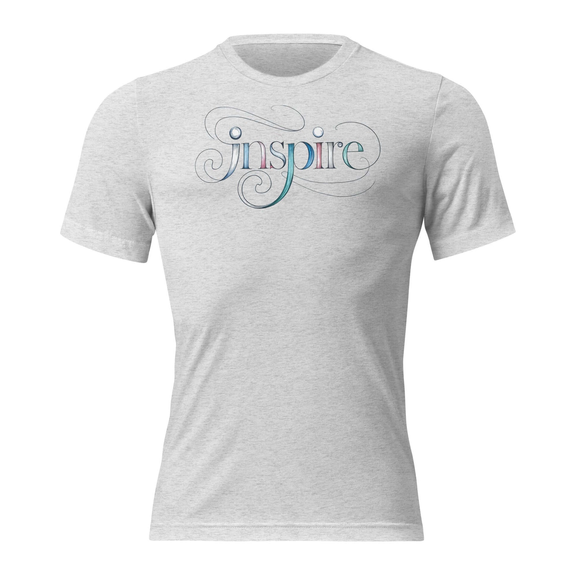 Inspire Sketch Women's Short Sleeve T-Shirt in light gray featuring elegant word art design with flowing letters.