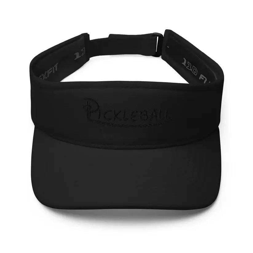 Black Pickleball Embroidered Adjustable Visor with Low-Profile Design