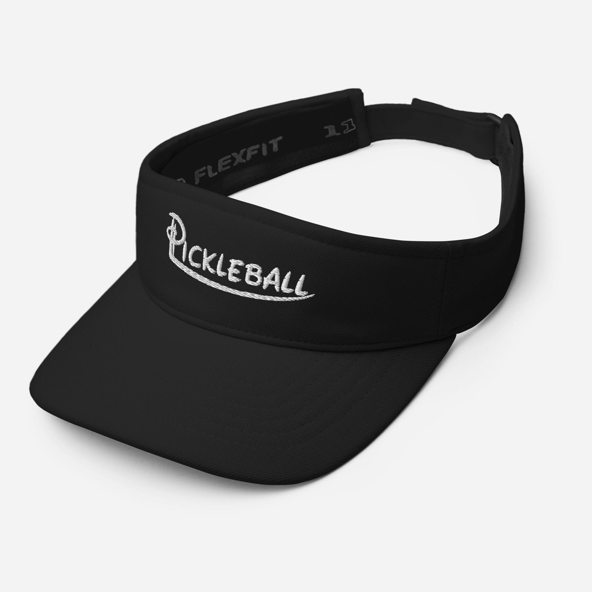 Pickleball embroidered adjustable visor in black with sleek low-profile design for comfort and style during matches.