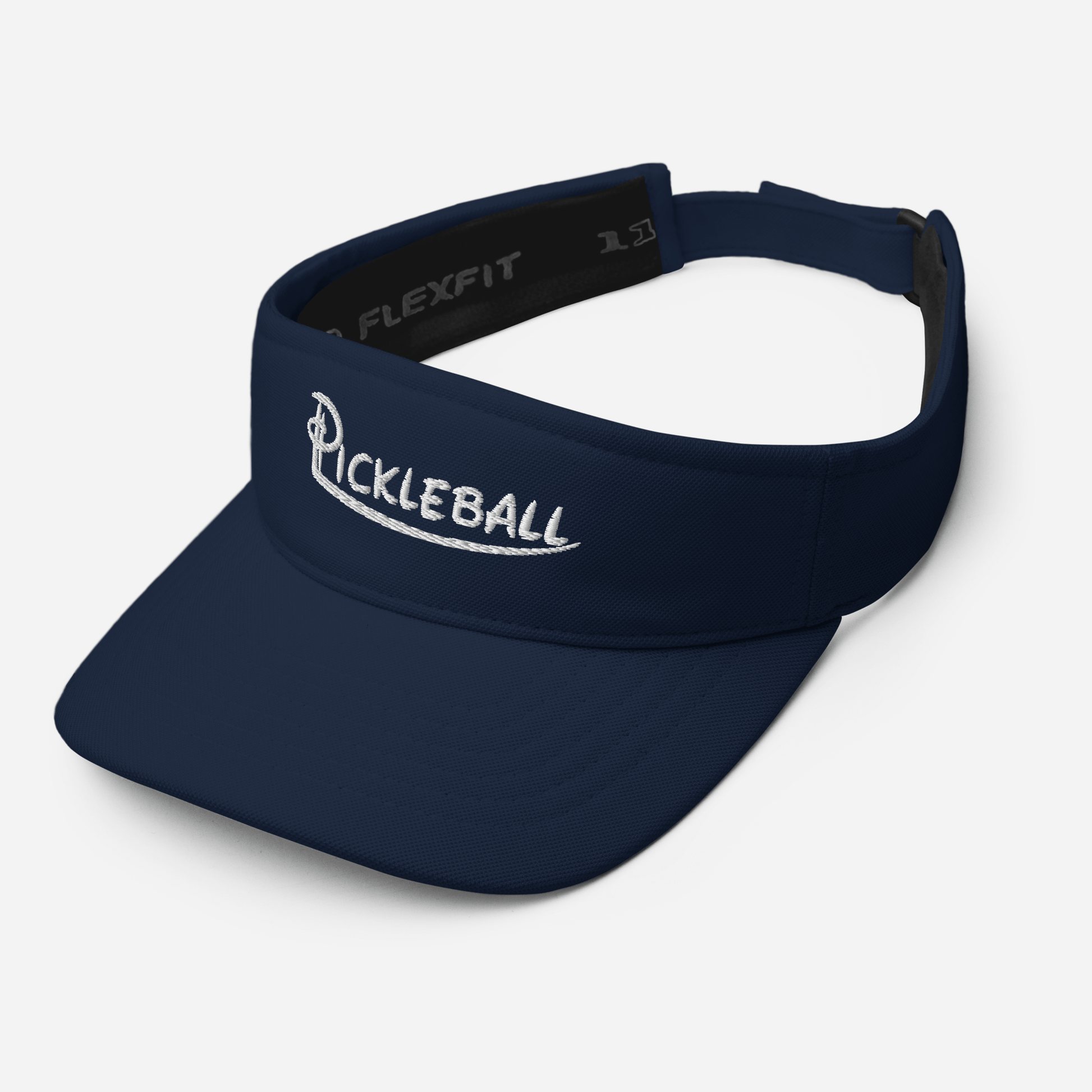 Navy pickleball embroidered adjustable visor with sleek low-profile design.