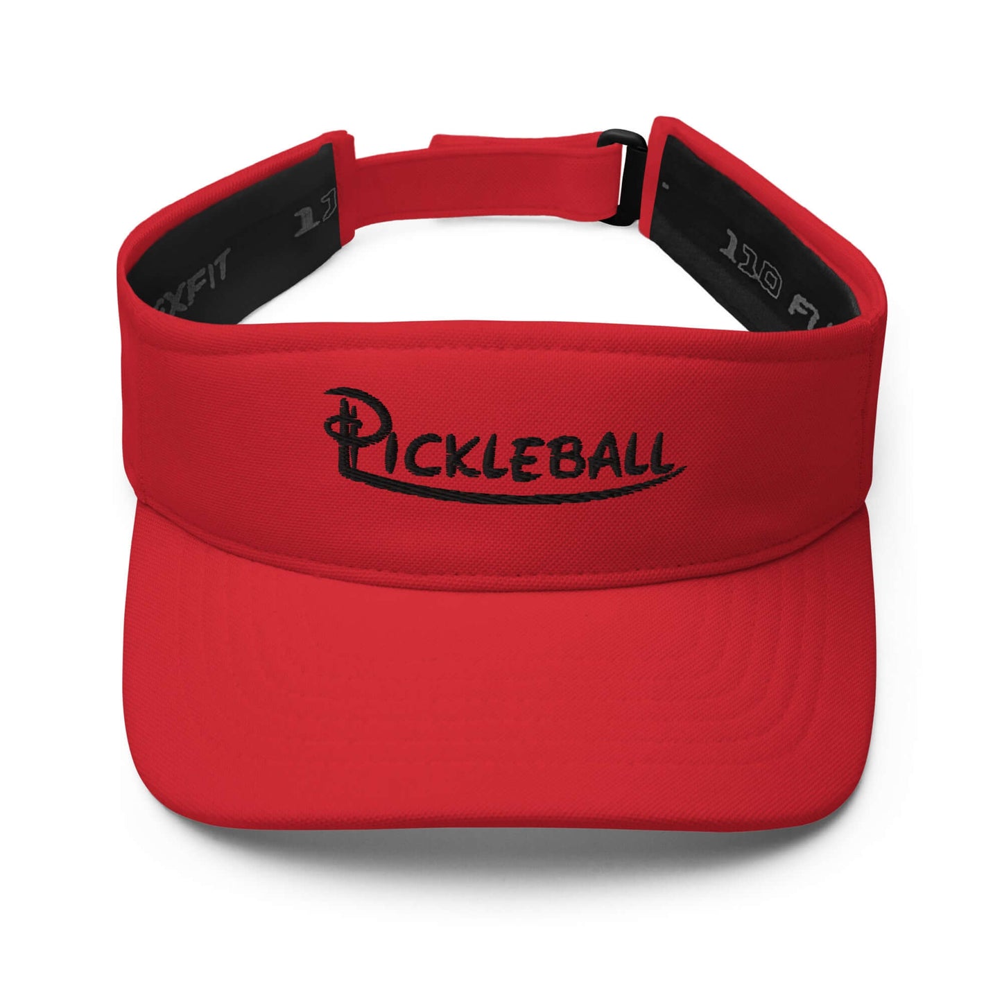 Red pickleball embroidered adjustable visor with comfortable and durable design for enhancing sports performance.