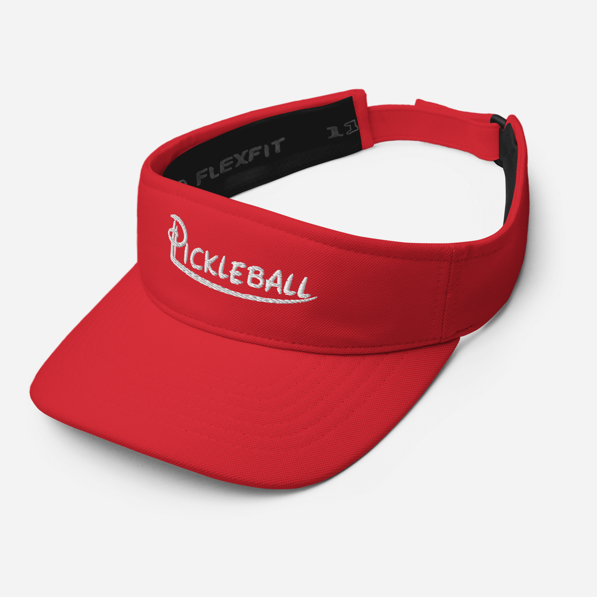 Red pickleball embroidered adjustable visor with low-profile design for style and performance on the court.