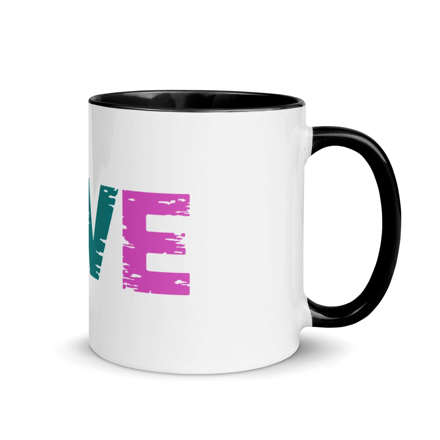 LOVE Pickleball Mug with colorful lettering and black handle, perfect for fans of the sport.