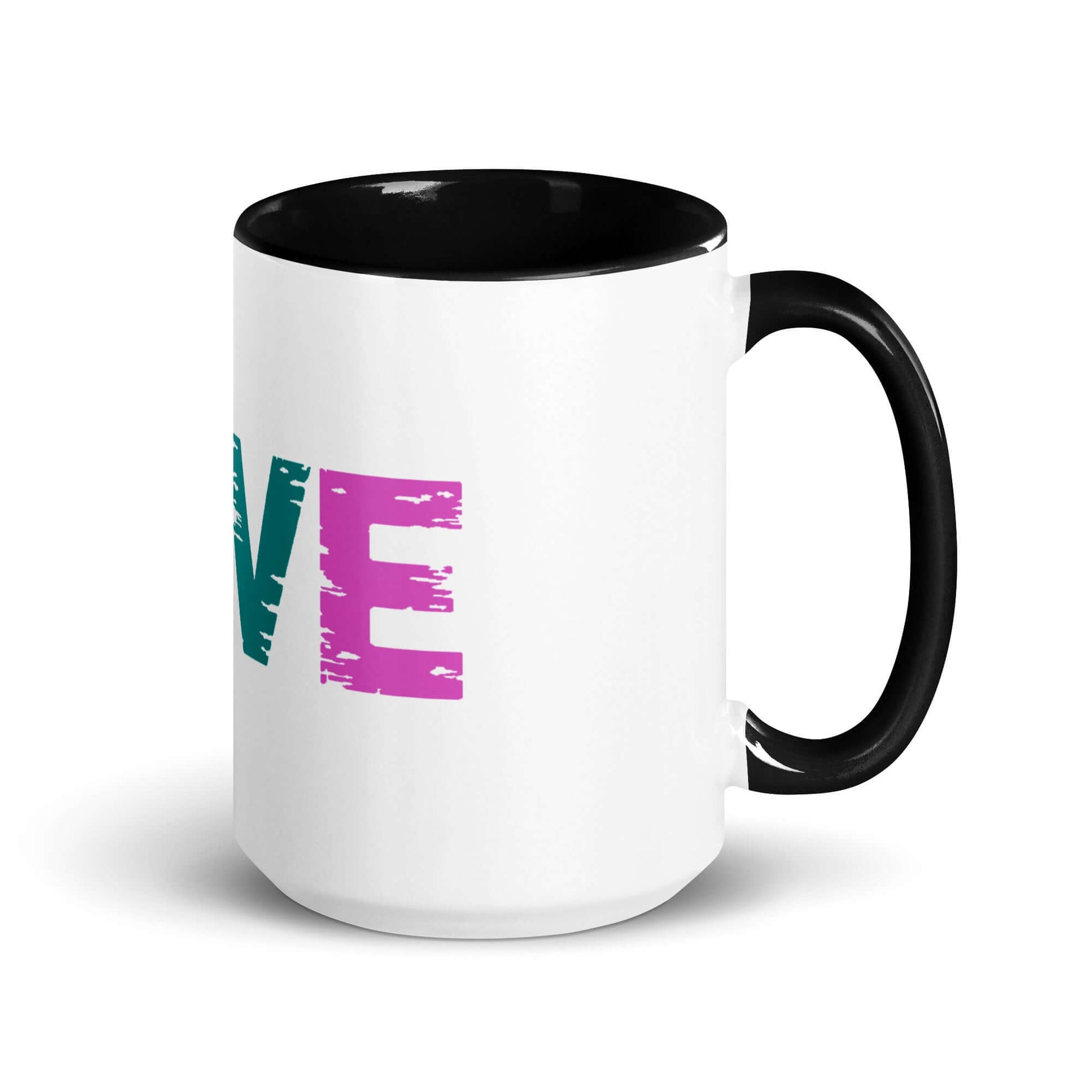 LOVE Pickleball Mug with vibrant colors and black handle, perfect for pickleball enthusiasts.