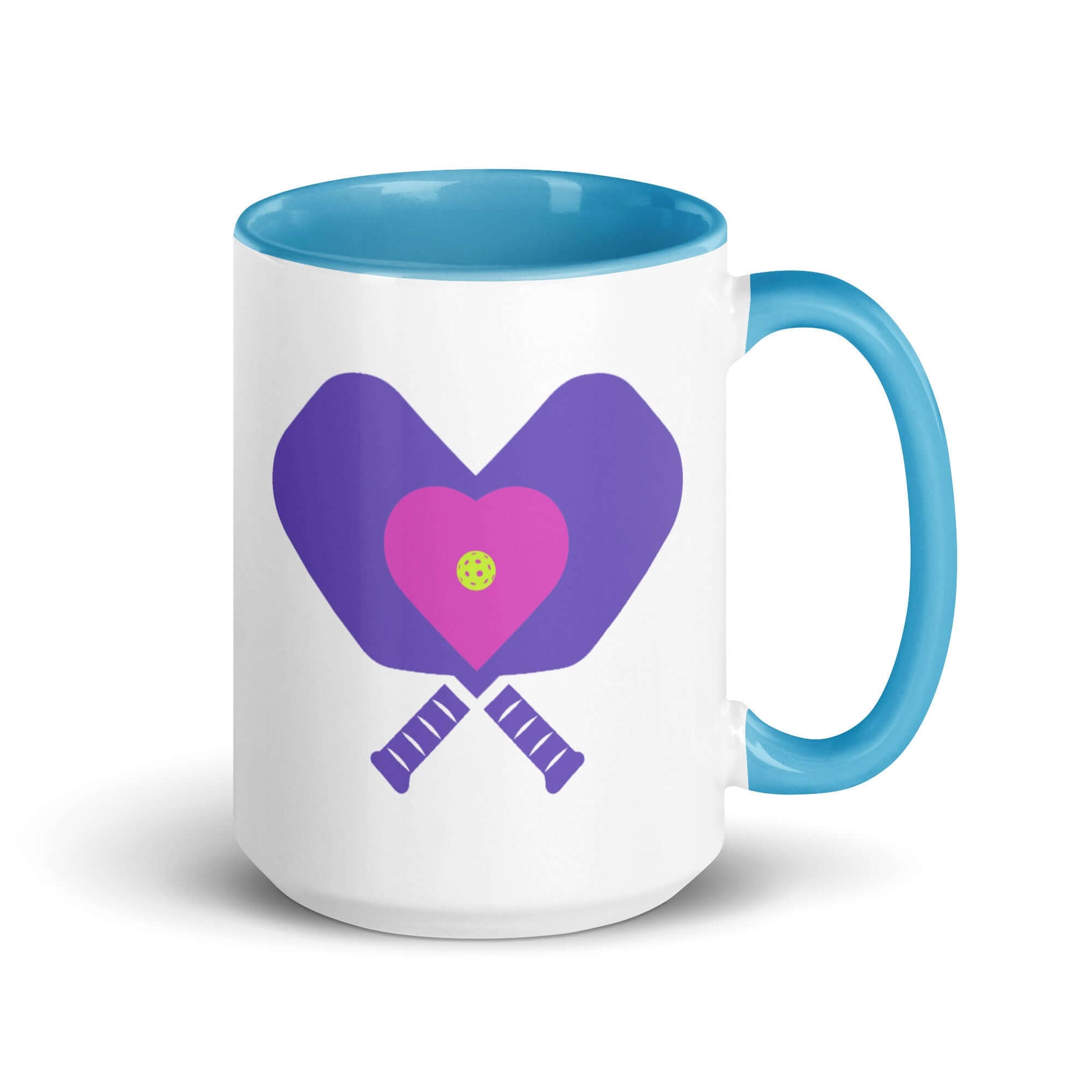 LOVE Pickleball Accent Mug with heart and paddle design, perfect for showcasing your pickleball passion.