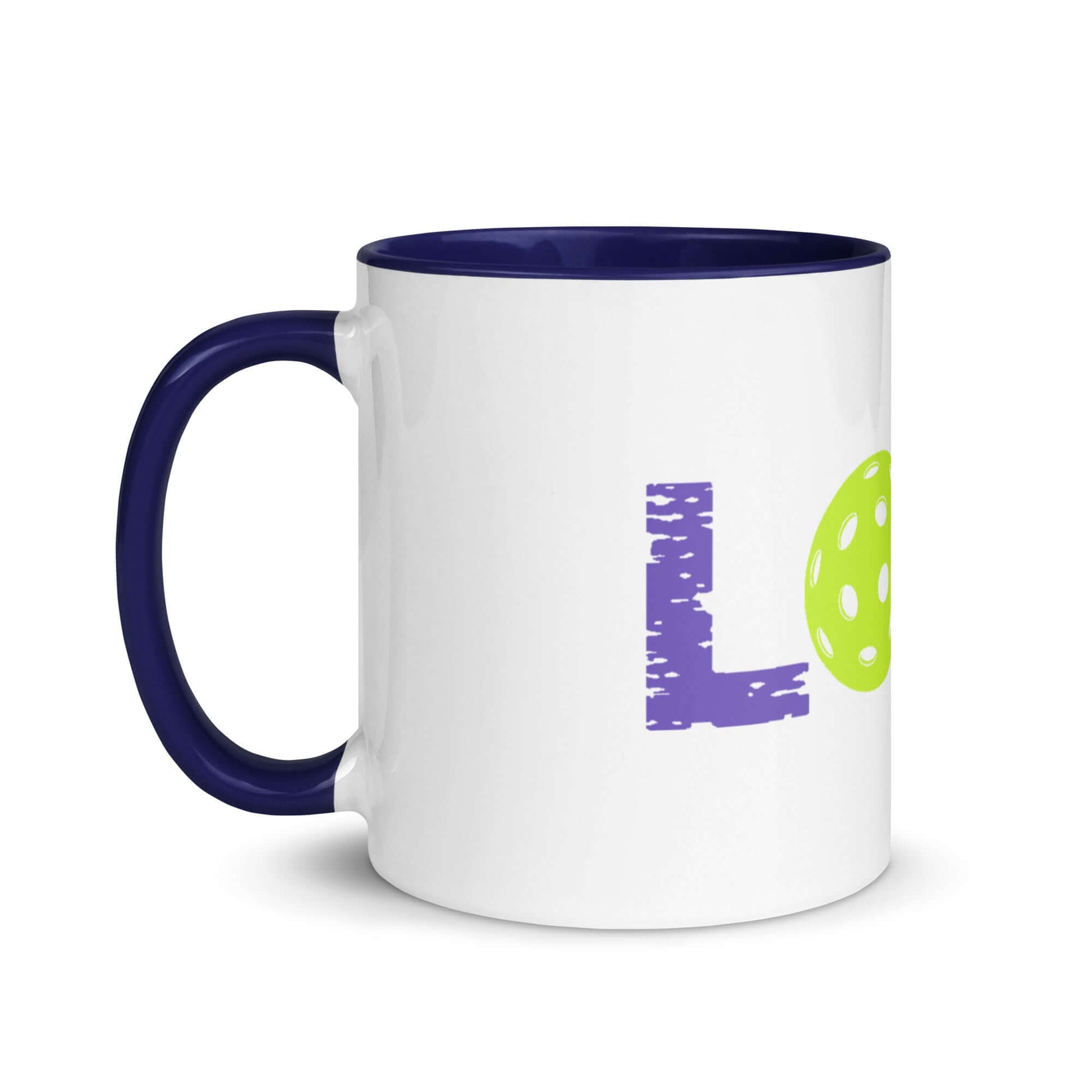 LOVE Pickleball Mug with colorful design, perfect for pickleball fans, available in 11 oz and 15 oz sizes.