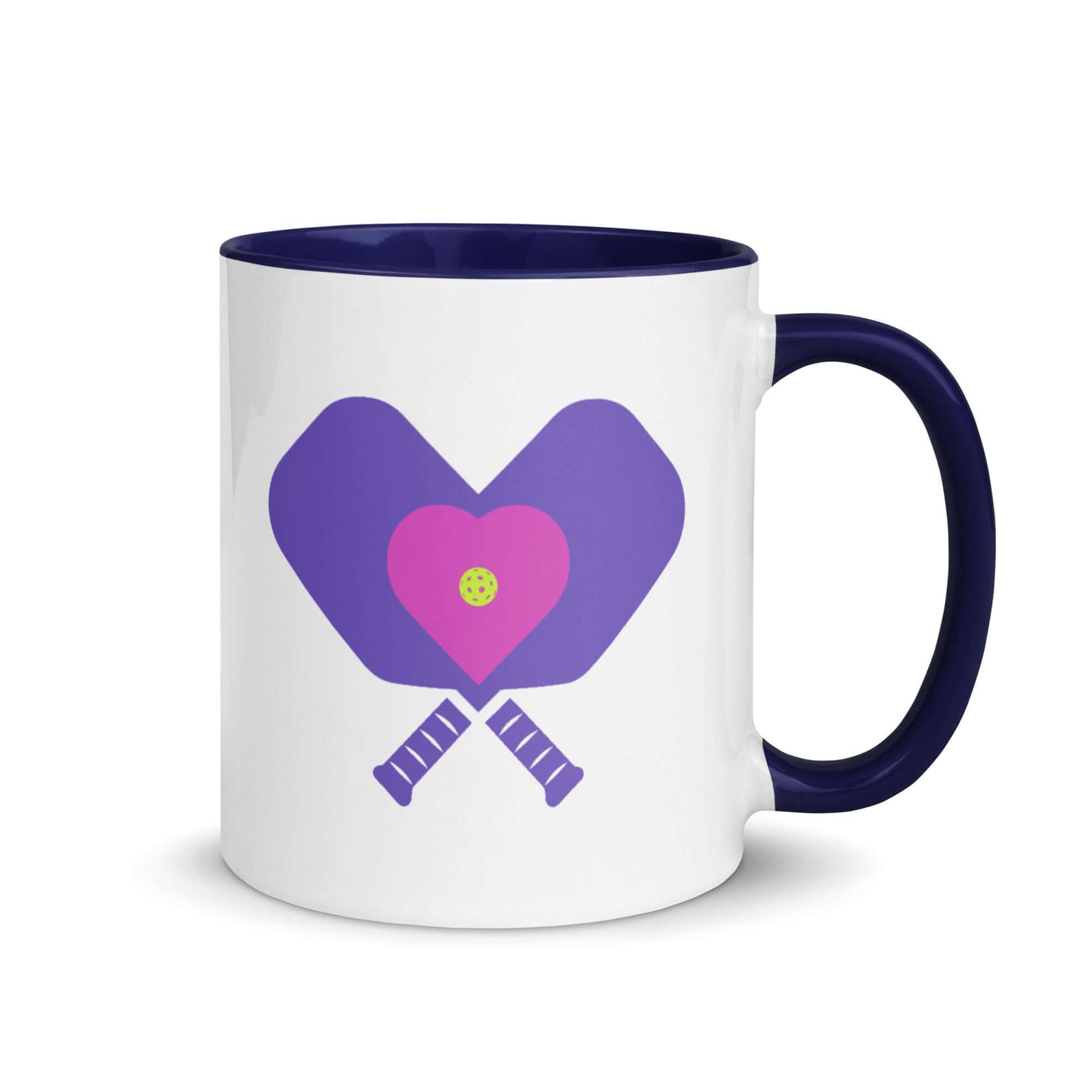 LOVE Pickleball Accent Mug with heart and paddle design, perfect for pickleball lovers.