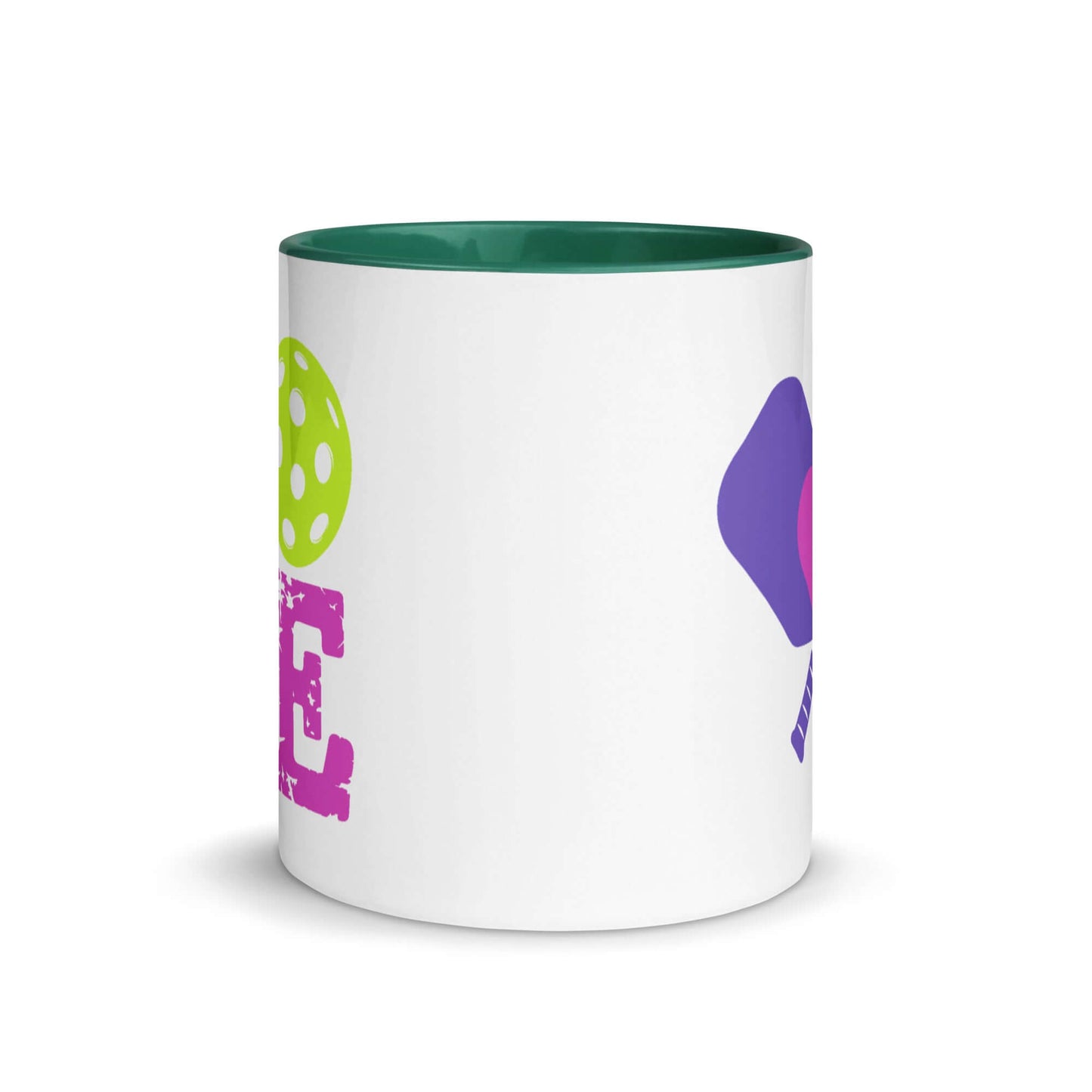 LOVE Pickleball Accent Mug featuring vibrant colors and pickleball designs for passionate players.