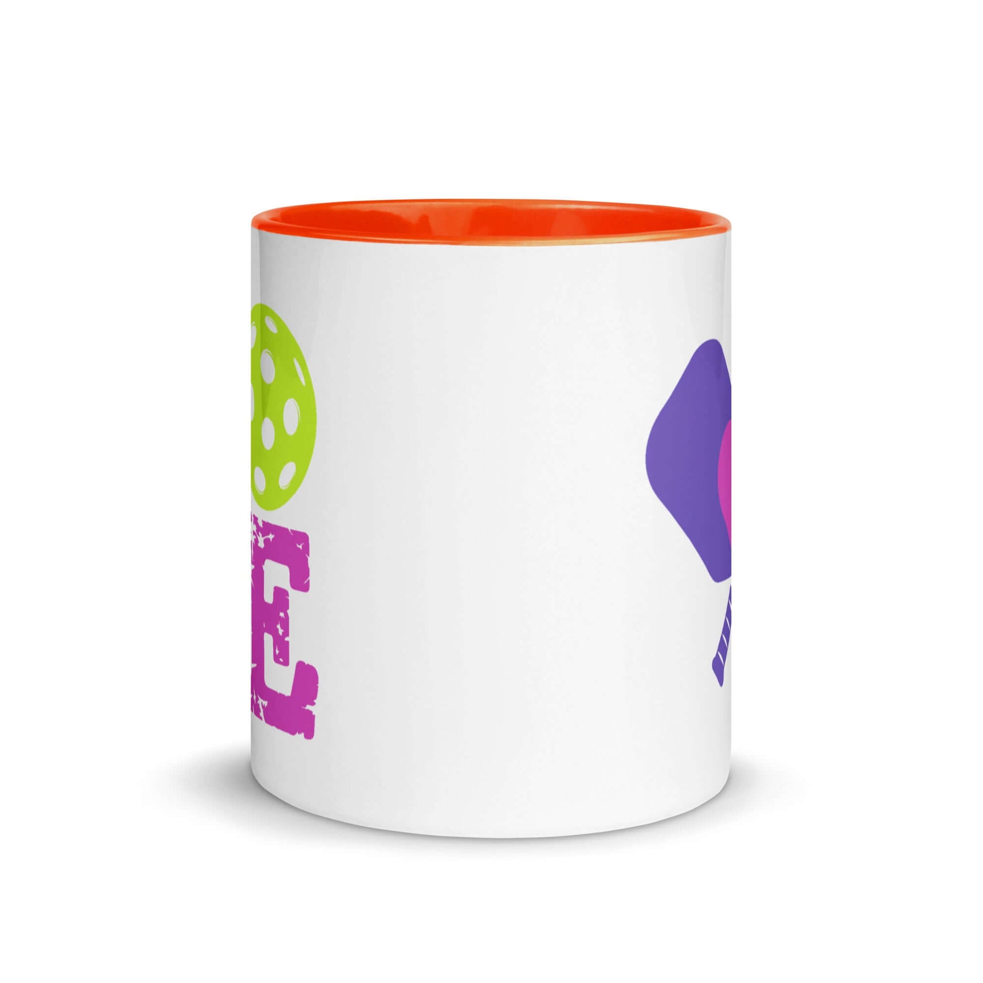 LOVE Pickleball Accent Mug with vibrant colors and unique design, perfect for pickleball enthusiasts.