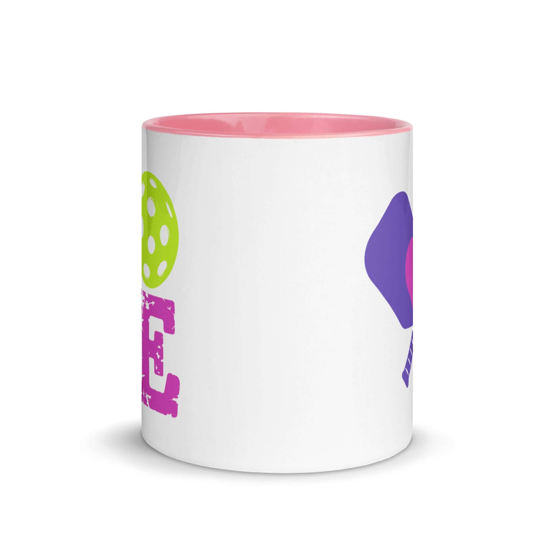 LOVE Pickleball Accent Mug with colorful design, perfect for coffee or tea lovers who enjoy pickleball.