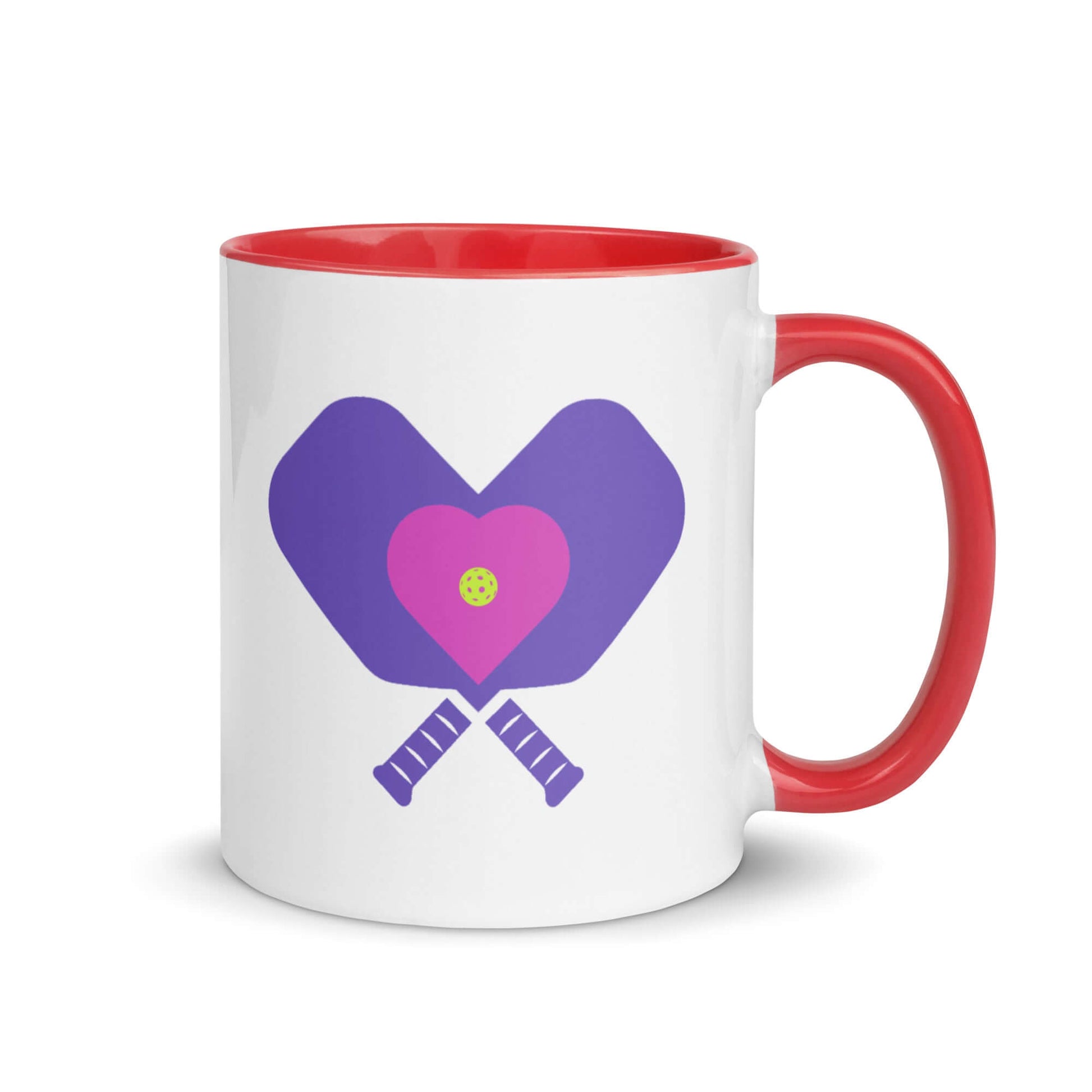 LOVE Pickleball Accent Mug with heart and paddles design, perfect for pickleball enthusiasts.