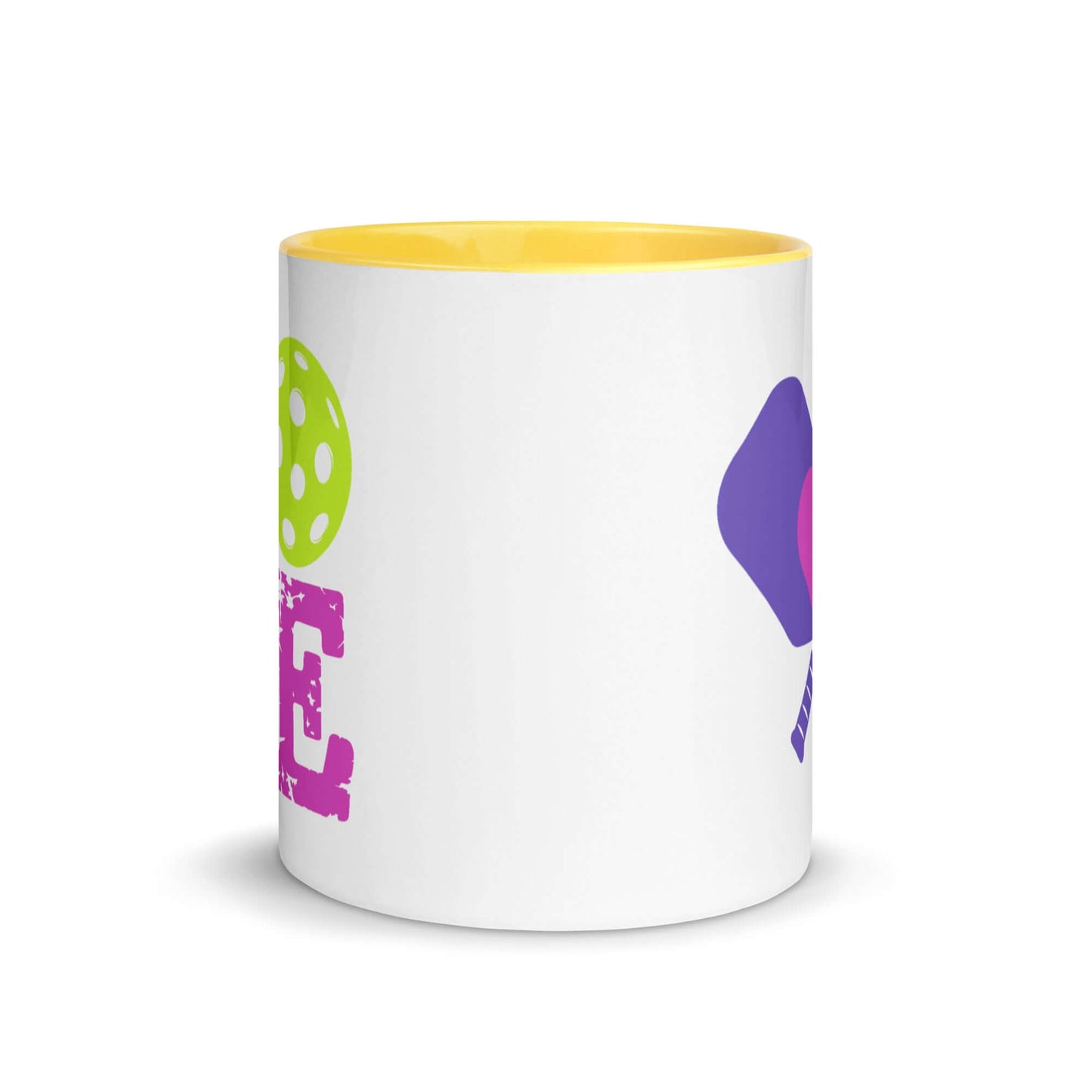 LOVE Pickleball Accent Mug with vibrant colors and playful graphics, perfect for pickleball fans.