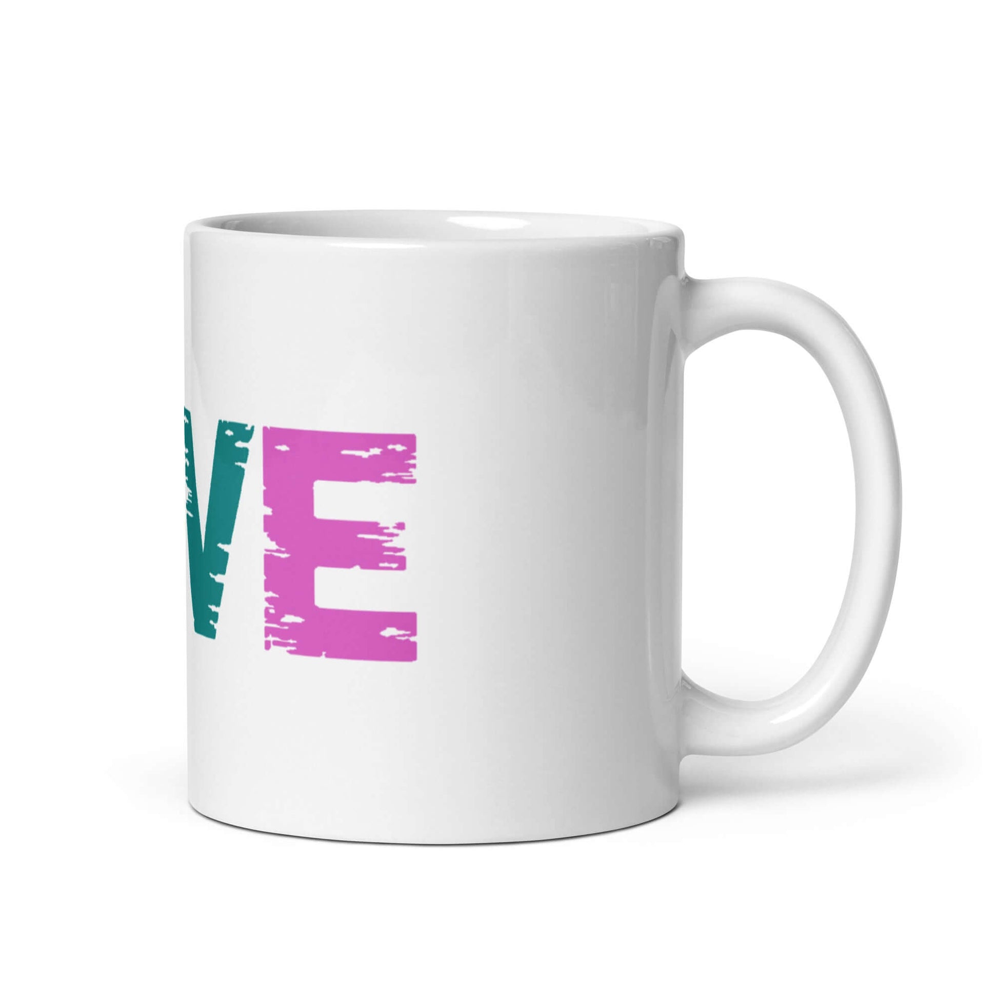 LOVE Pickleball glossy white mug for coffee or tea, perfect for pickleball enthusiasts.