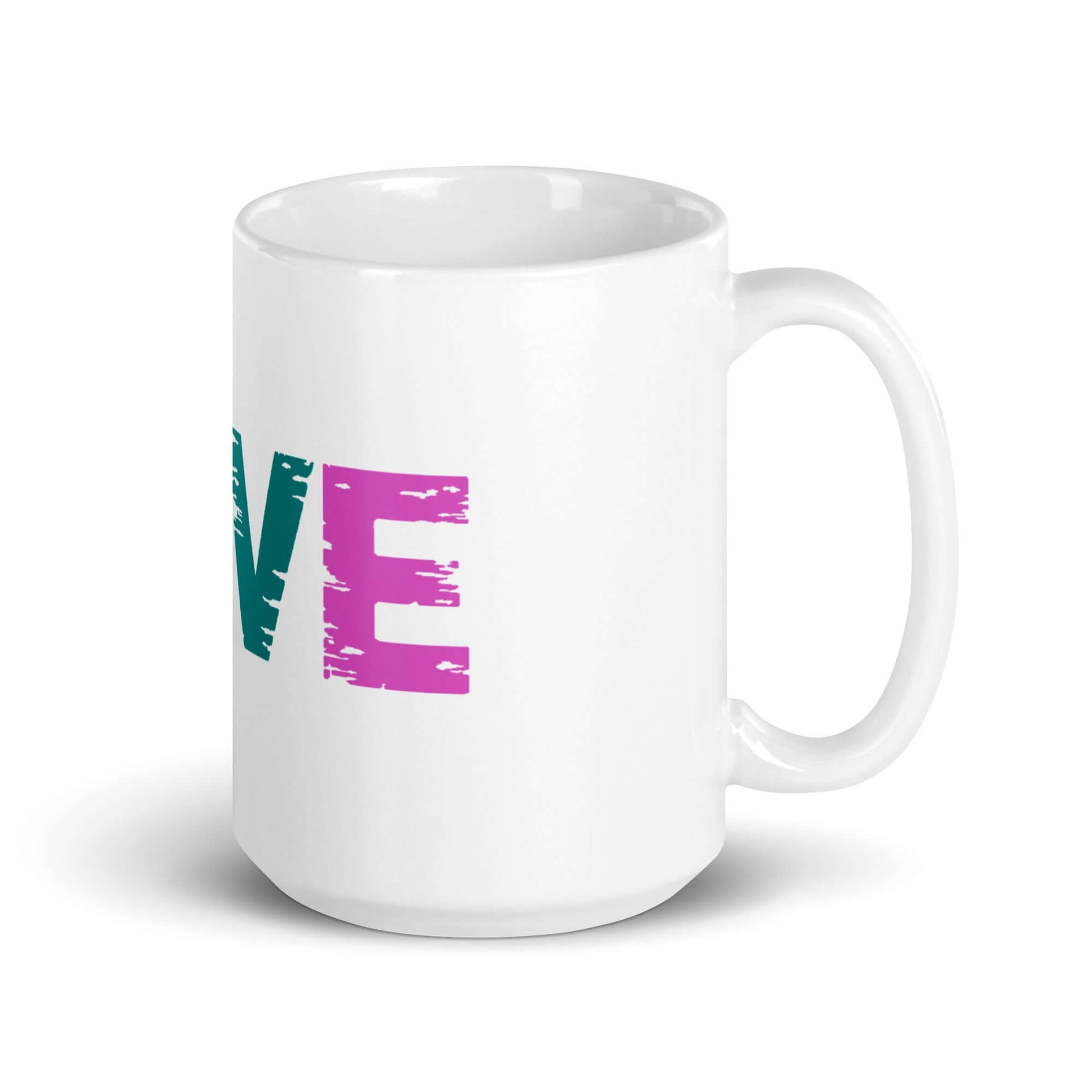 LOVE Pickleball white glossy mug showcasing vibrant design for pickleball enthusiasts.