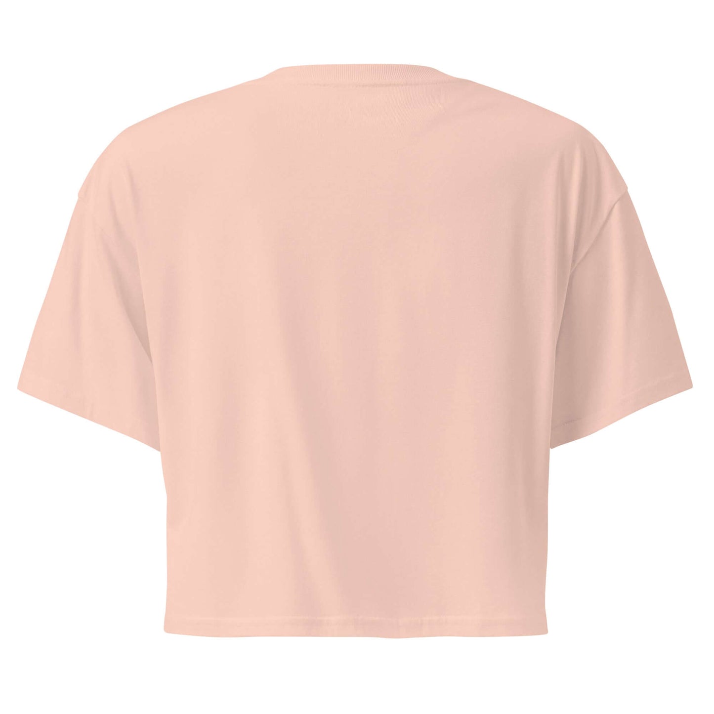 Back view of the Inspire Sketch Women's Crop Top in a soft peach color, showcasing its relaxed fit and simple design.