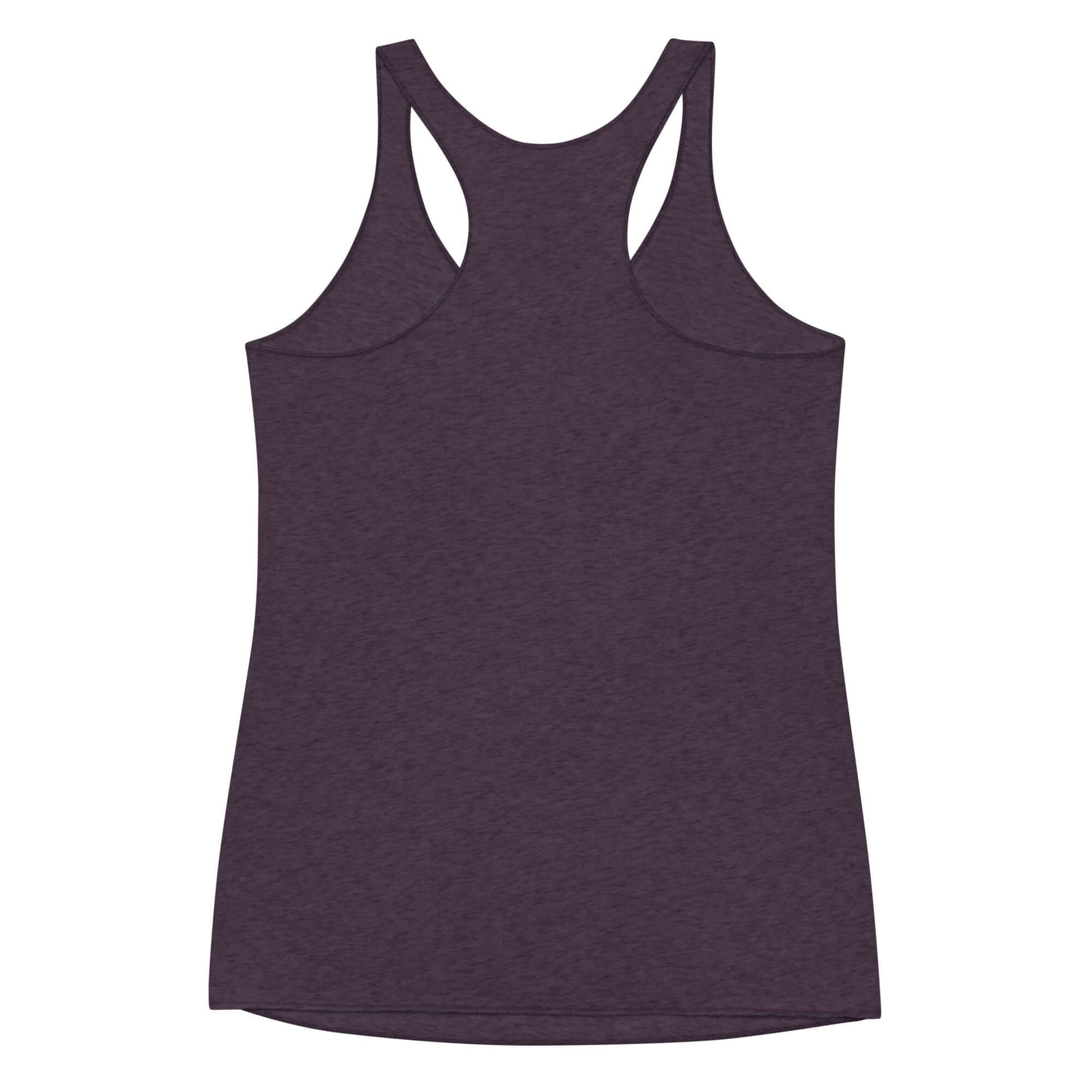 Back view of Women's Inspire Elegance Racerback Tank in dark purple with a comfortable design for activewear.