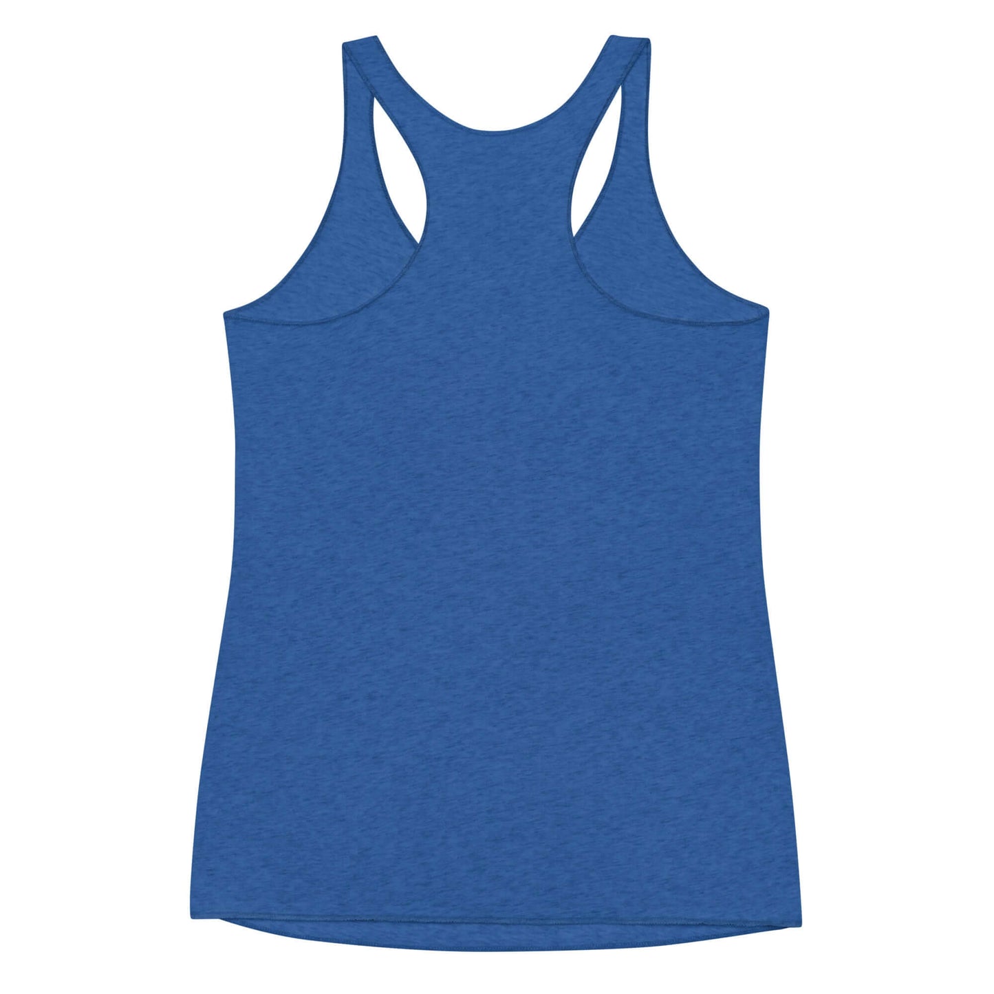 Back view of Women's Inspire Elegance Racerback Tank in blue, promoting empowerment and positivity.