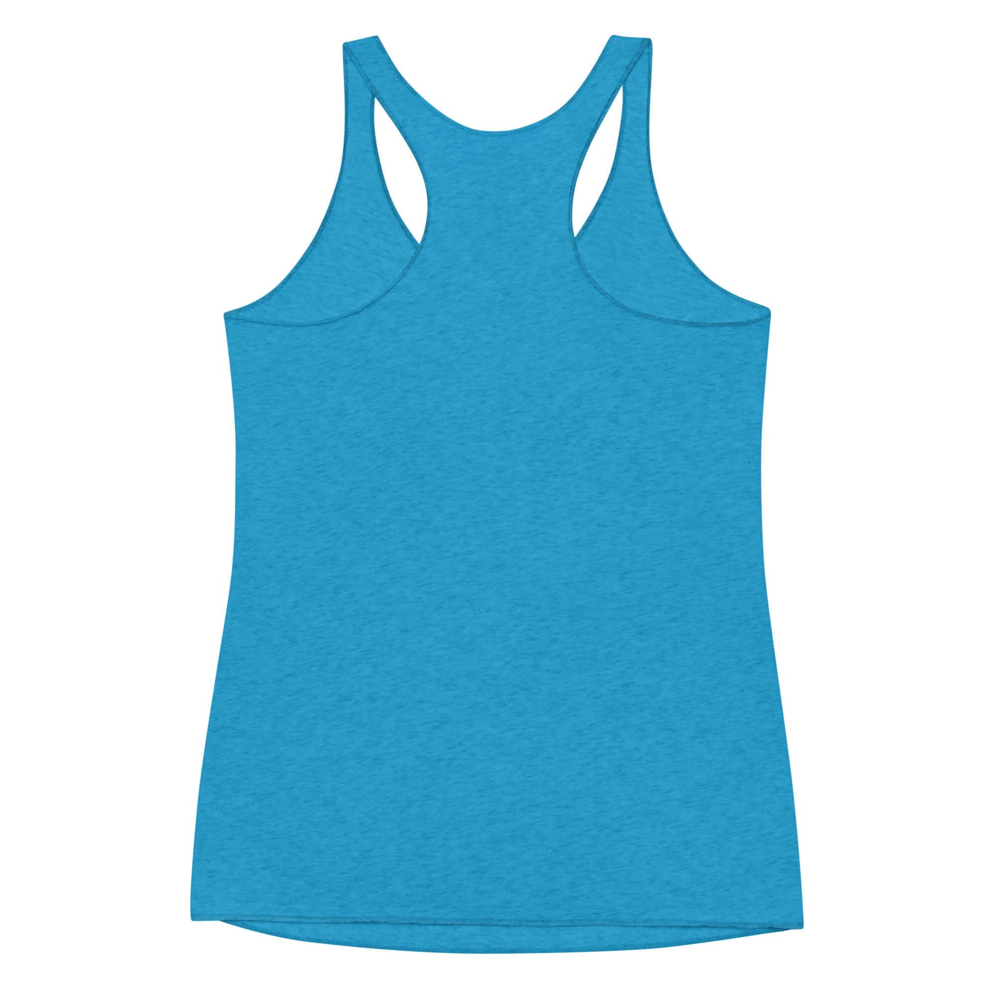 Bright blue women's racerback tank top, showcasing a stylish and comfortable design perfect for creative expression.