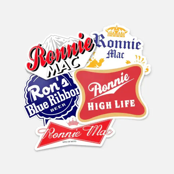 RonnieMac Beer 5 Pack Sticker Bundle featuring colorful automotive-grade decals for vehicles, laptops, tumblers, and more.